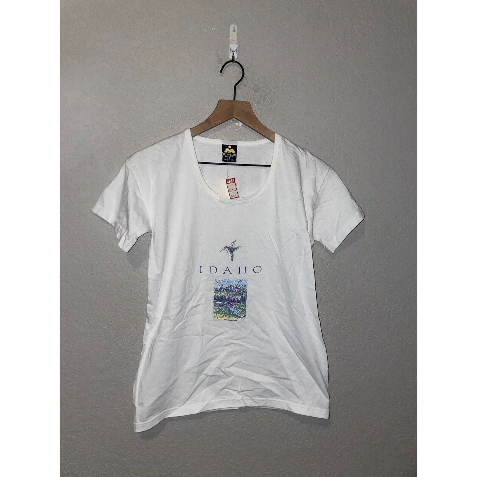Vintage Womens Vintage Idaho Shirt Mountain White Tee Top 90s Small Size L / US 10 / IT 46 - 1 Thumbnail