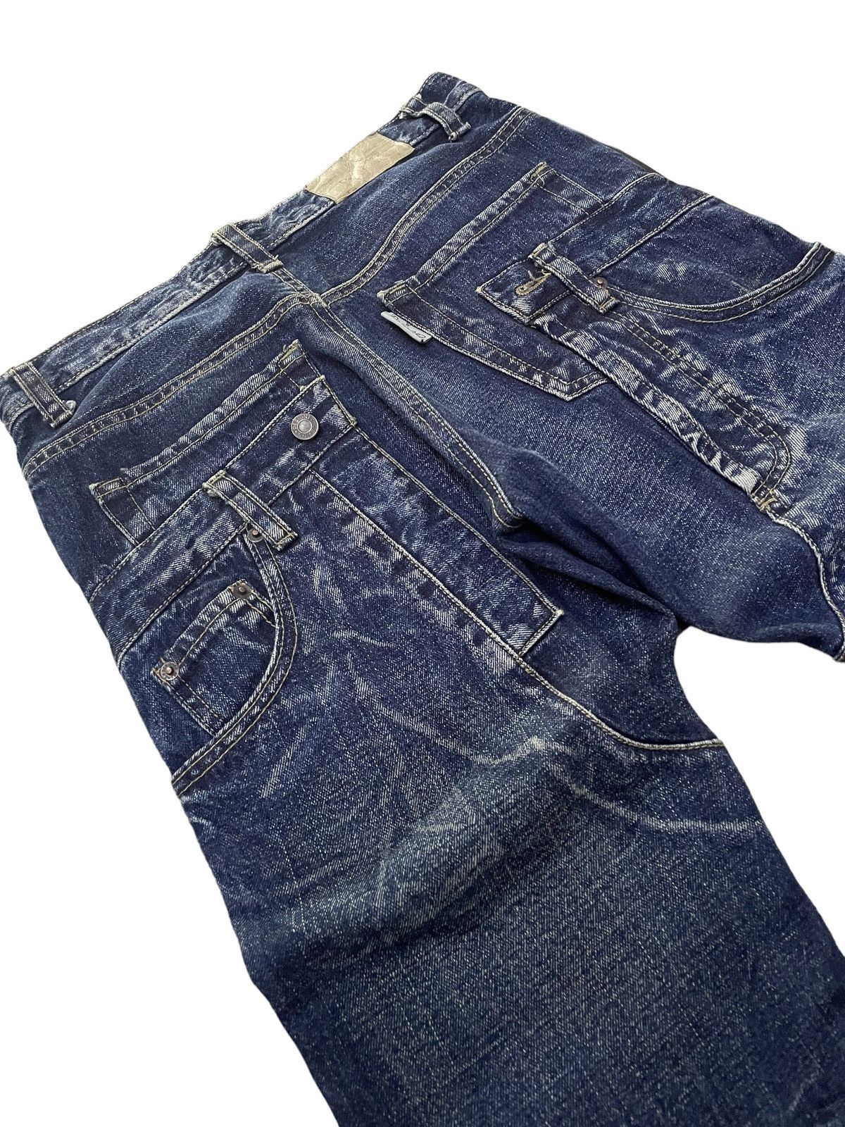 Japanese Brand Designez Japan Asymmetrical illustration Back At Front Jeans Size US 31 - 13 Thumbnail