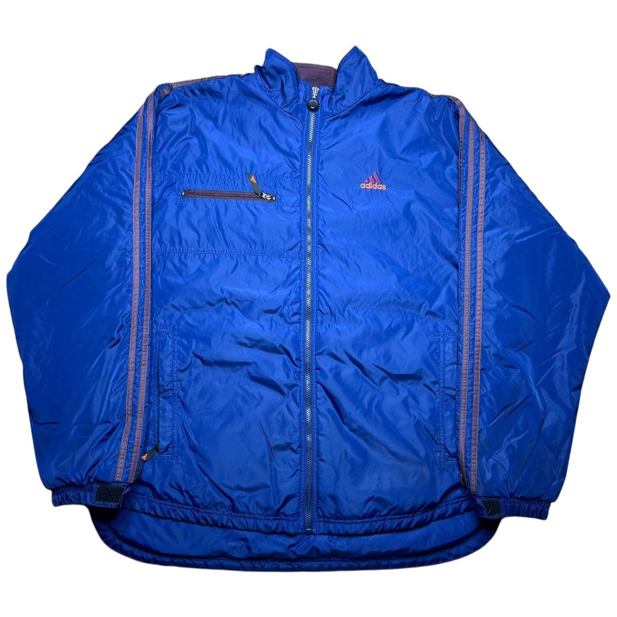 Adidas × Vintage Vintage 1990s Adidas Logo Striped Fleece Lined Anorak Jacket Size US XL / EU 56 / 4 - 2 Thumbnail