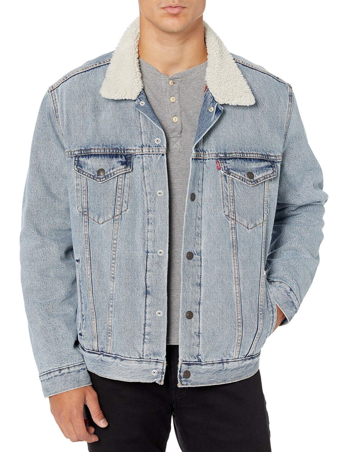 Levi's Levis Mens Light Blue Sherpa Lined Denim Trucker Jacket Size US S / EU 44-46 / 1 - 1 Thumbnail