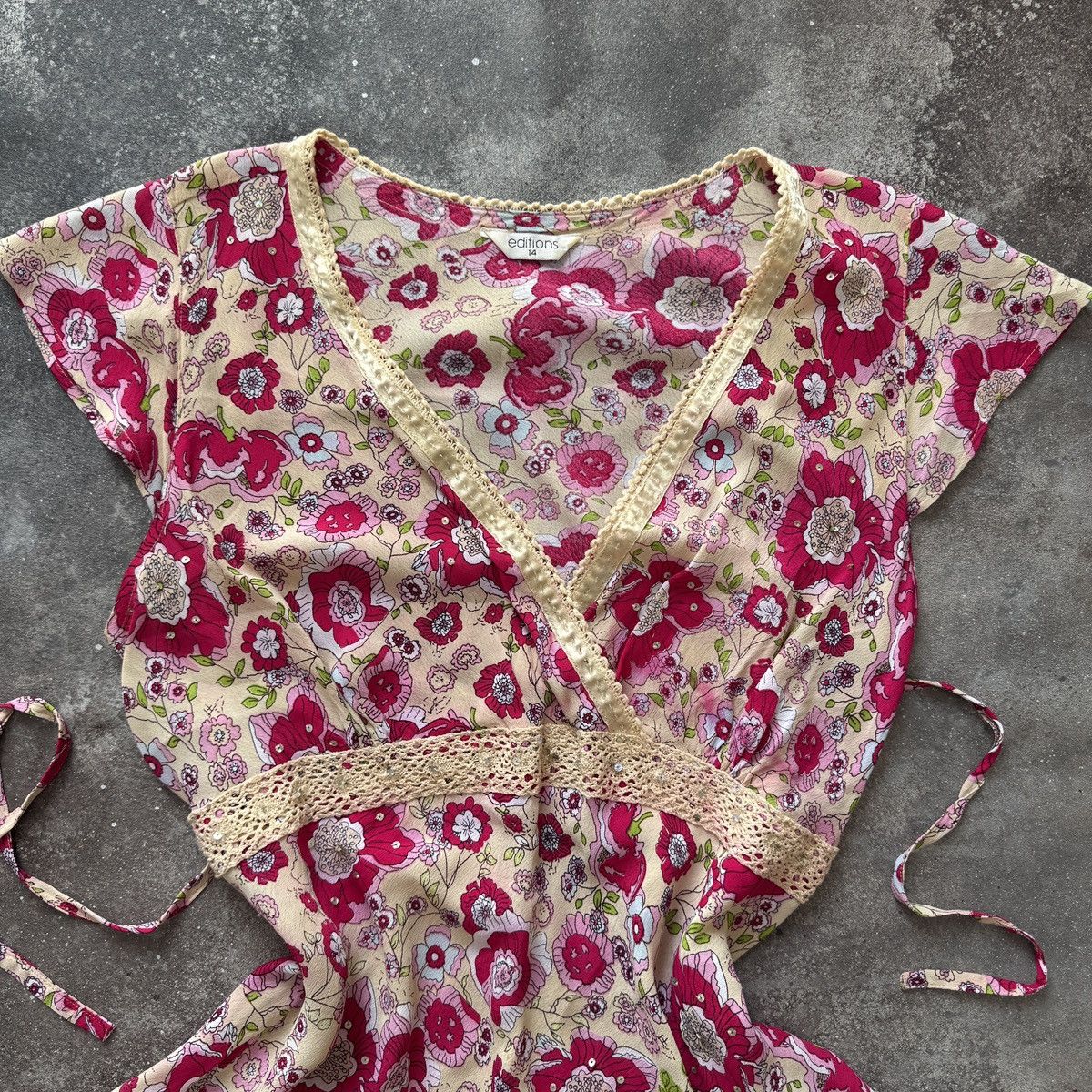 Hysteric Glamour 2000’s Aesthetic Vintage Y2K Boho Floral Babydoll Blouse Top Size L / US 10 / IT 46 - 3 Thumbnail