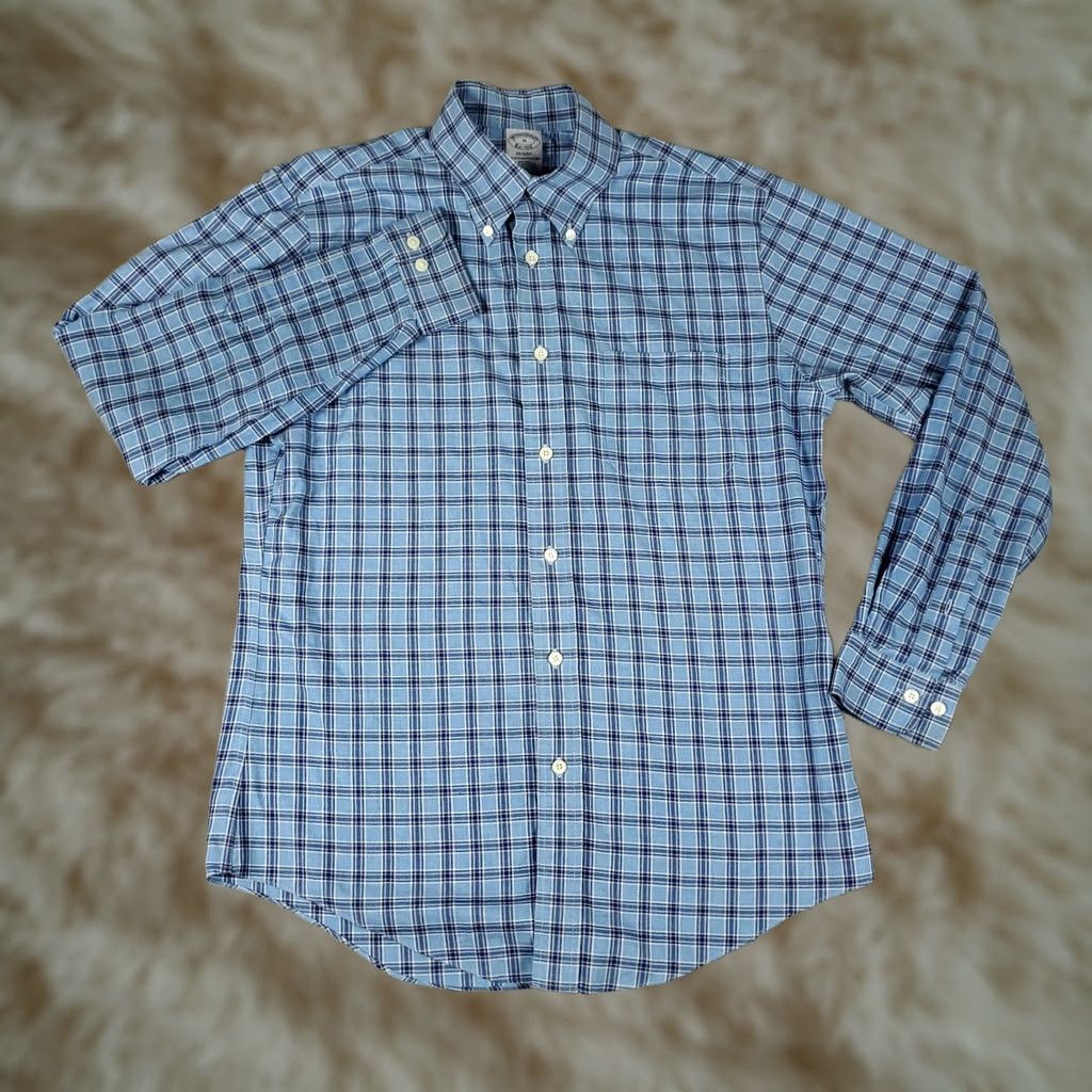 Brooks Brothers Brooks Brothers Shirt Mens Medium Blue Plaid Regent Button Up Long Sleeve Regular Fit Button-Down Collar Size US M / EU 48-50 / 2 - 1 Thumbnail