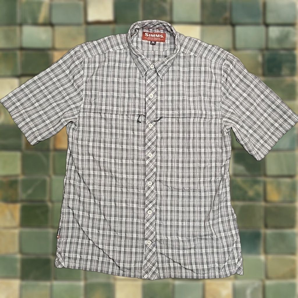 Vintage Simms Shirt Mens M Plaid Short Sleeve Lightweight Fishing Performance Zip Pocket Size US M / EU 48-50 / 2 - 1 Thumbnail