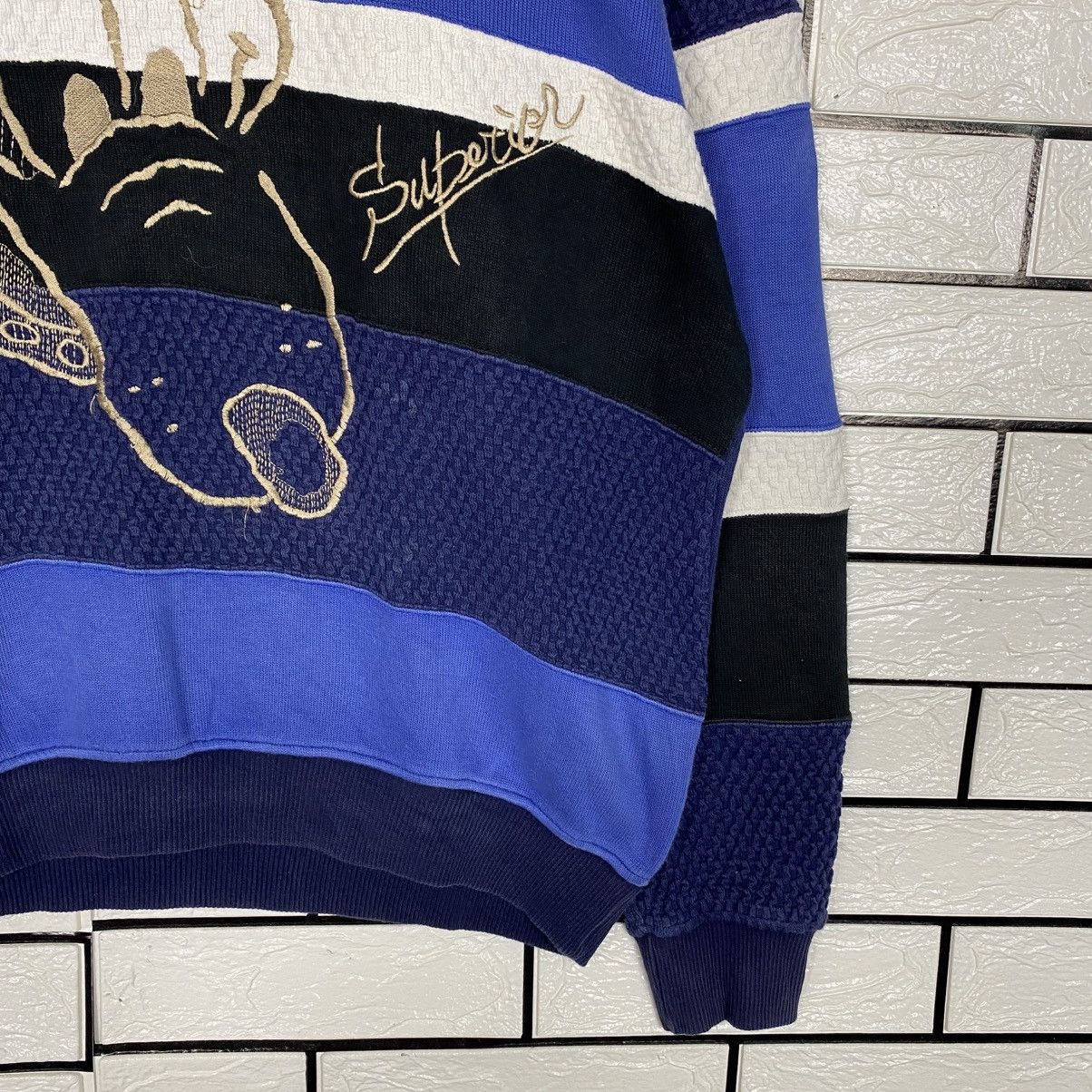 Japanese Brand 📌Vintage Collar Sweatshirt Superior Striped Cartoon Design Size US S / EU 44-46 / 1 - 6 Thumbnail
