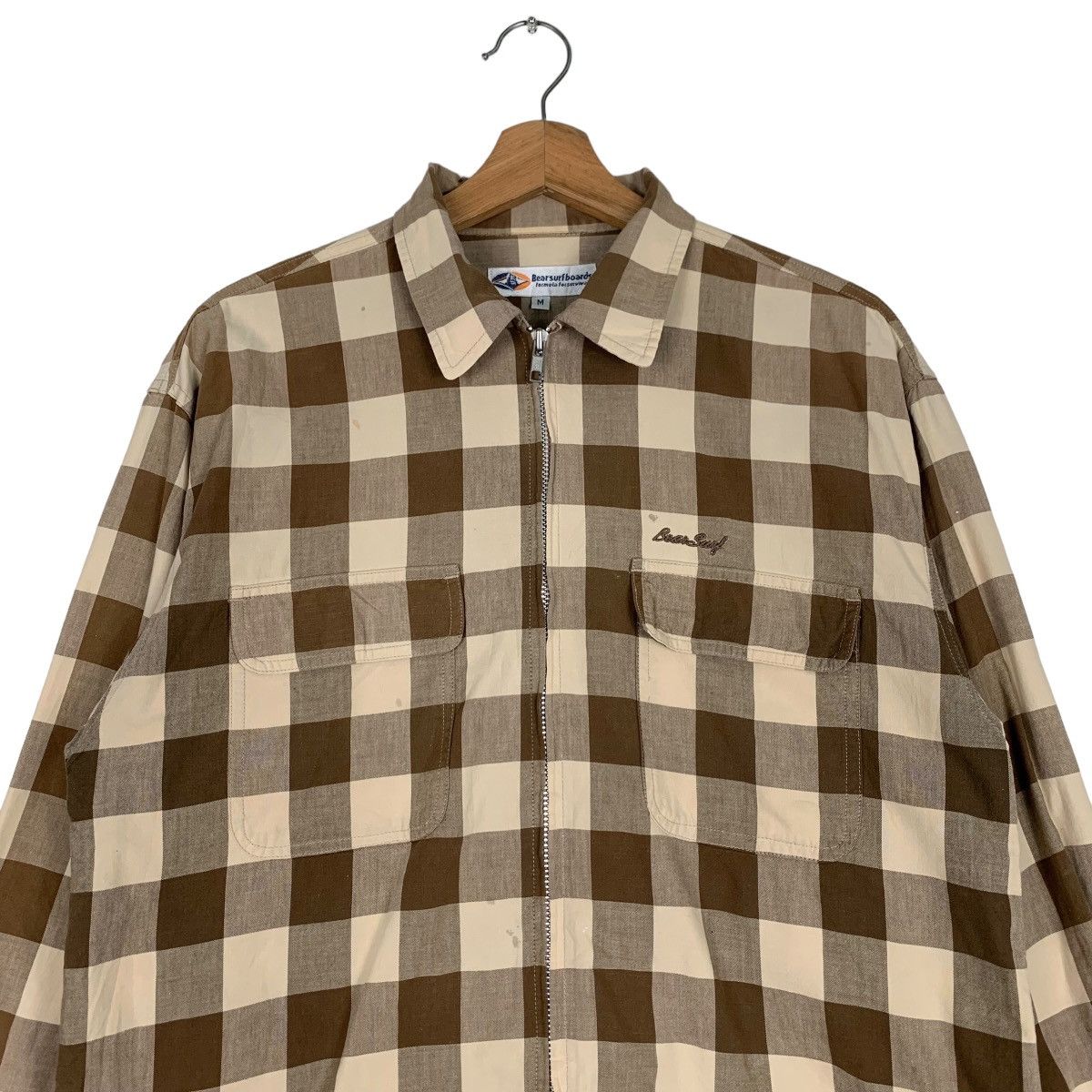 Japanese Brand BEARSURFBOARDS Checked Collared Jacket #0388-C18 Size US M / EU 48-50 / 2 - 2 Thumbnail