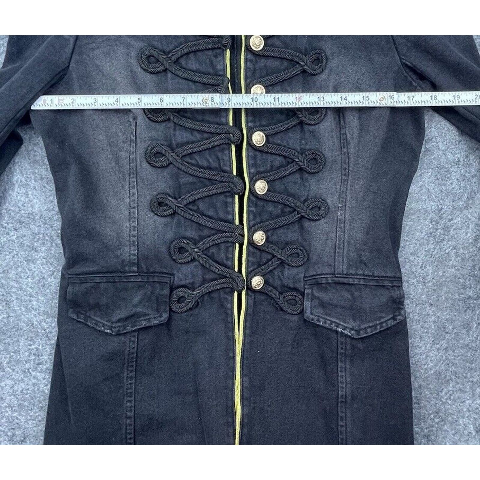 Other Indigo Thread Co Jacket S Black Denim Gold Buttons Military Size S / US 4 / IT 40 - 6 Thumbnail