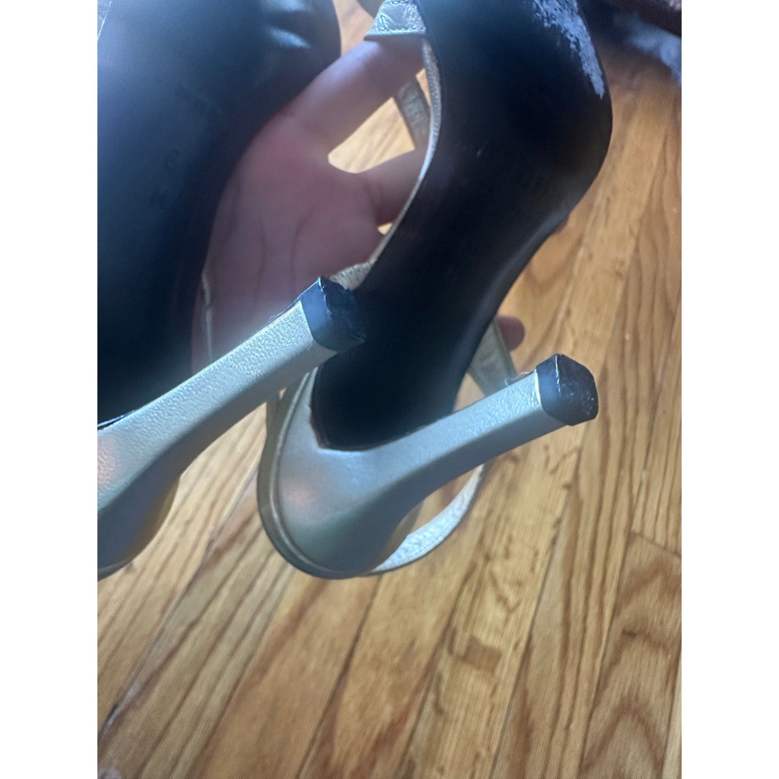 Anne Klein Anne Klein Gold Slingback Heels | Low Heel Dress Shoes Size US 6 / IT 36 - 7 Thumbnail