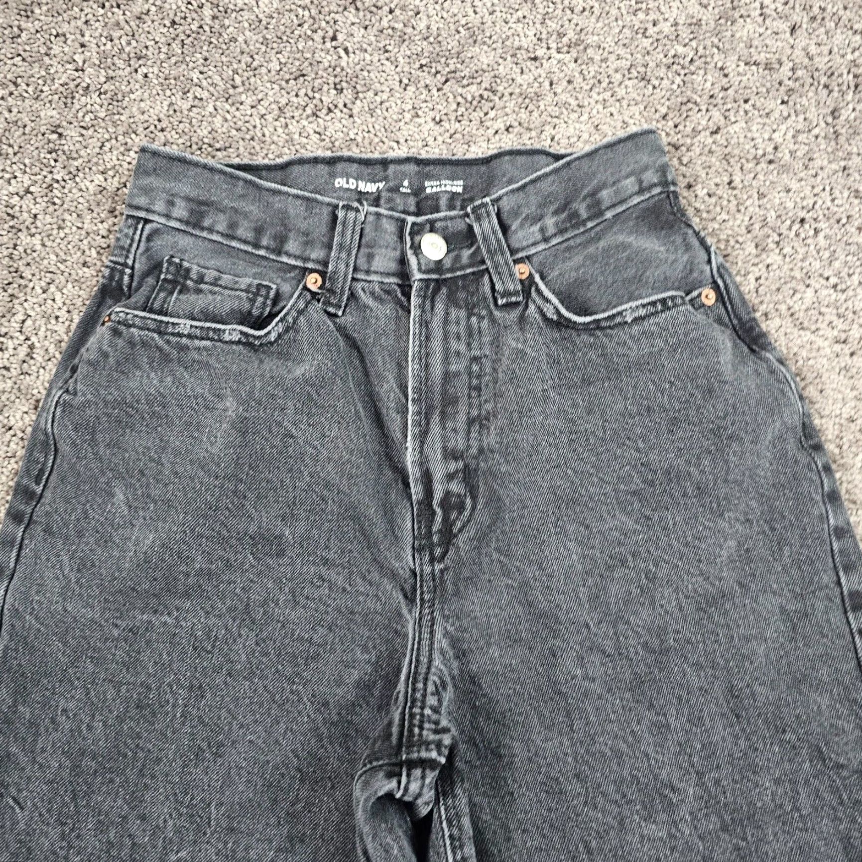 Old Navy VINTAGE Old Navy Women's Wide-Leg Jeans 4 Tall Black High Rise Denim Cotton 28" Inseam Size 25" / US 0 / IT 36 - 2 Thumbnail