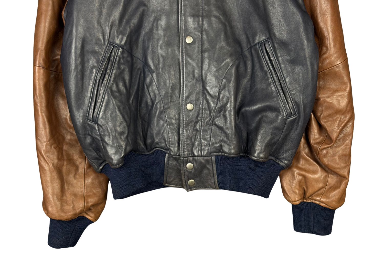 Polo Ralph Lauren PRL 90s Full-Leather Varsity (Black/Tan) Hong Kong Made Size US M / EU 48-50 / 2 - 5 Thumbnail