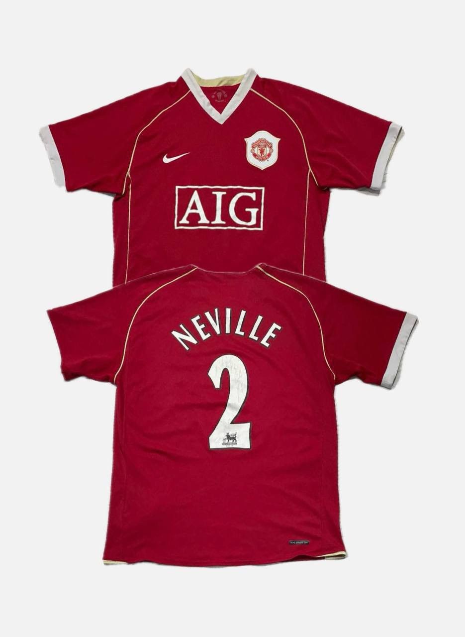 image of Manchester United 2006 2007 Neville 2 Shirt Jersey in Red, Men's (Size Medium)