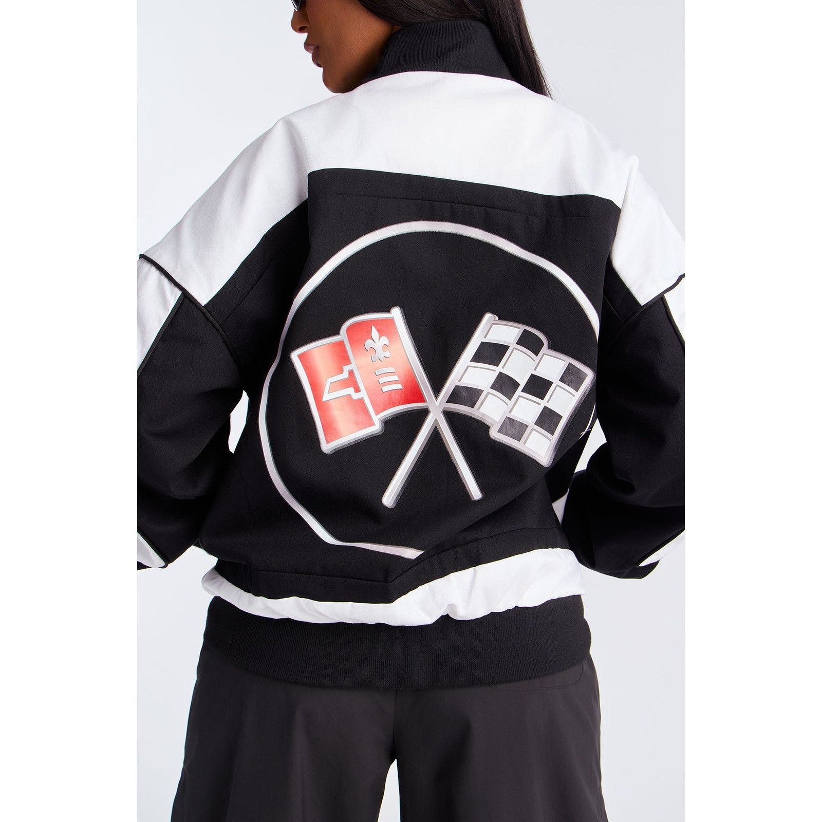 Other Show Off Corvette Bomber Jacket - Black/White - Size M Size M / US 6-8 / IT 42-44 - 2 Thumbnail