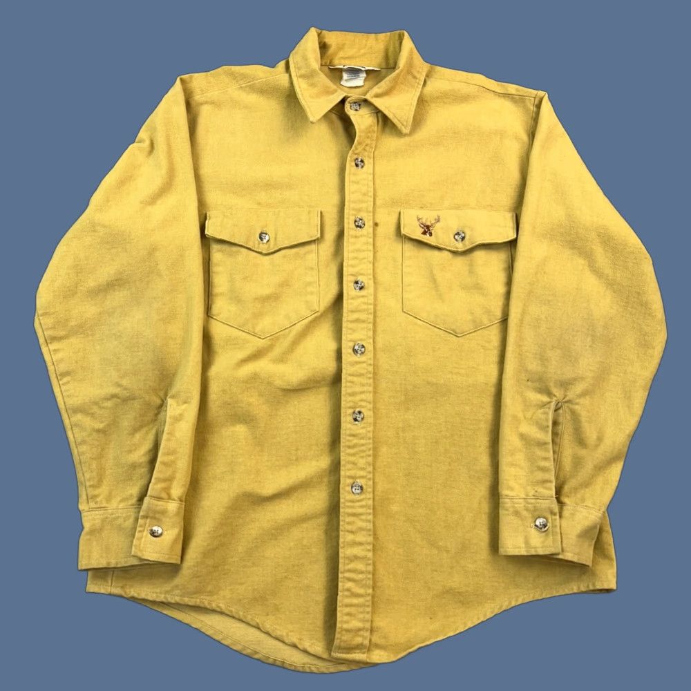 Logo 7 VINTAGE Duxbak Shirt Mens Large Chamois Heavyweight Button Up Buck Logo USA 80s Size US L / EU 52-54 / 3 - 1 Thumbnail