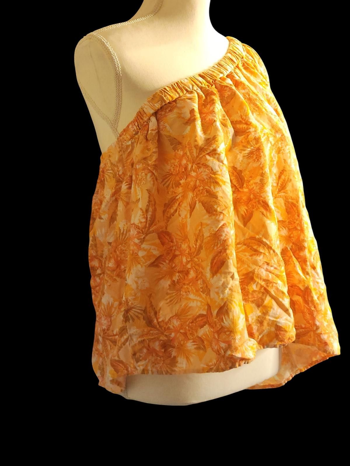 Other LOFT Women's One Shoulder Orange Floral Top Size XXL / US 16-18 / IT 52-54 - 4 Thumbnail