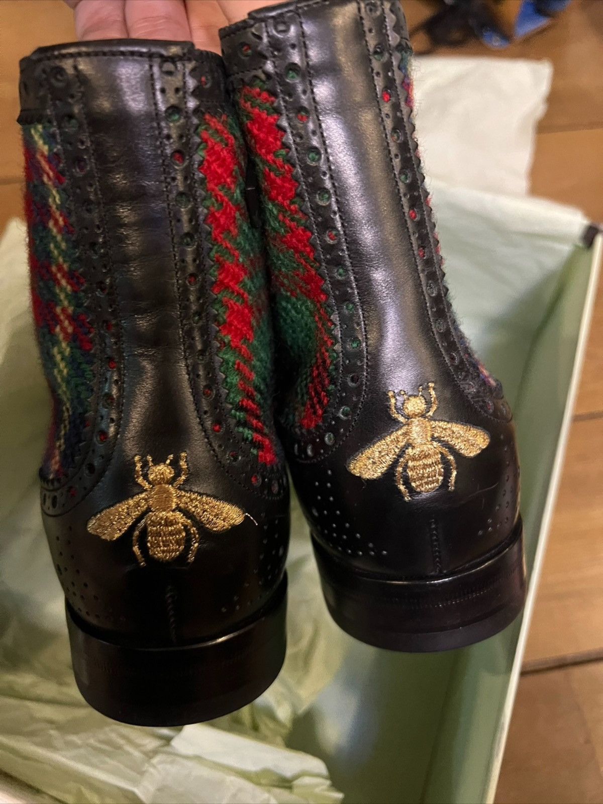 Gucci Queercore Tartan Tweed Brogue Dionysus Buckle Boots 42 Size US 8 / EU 41 - 6 Thumbnail