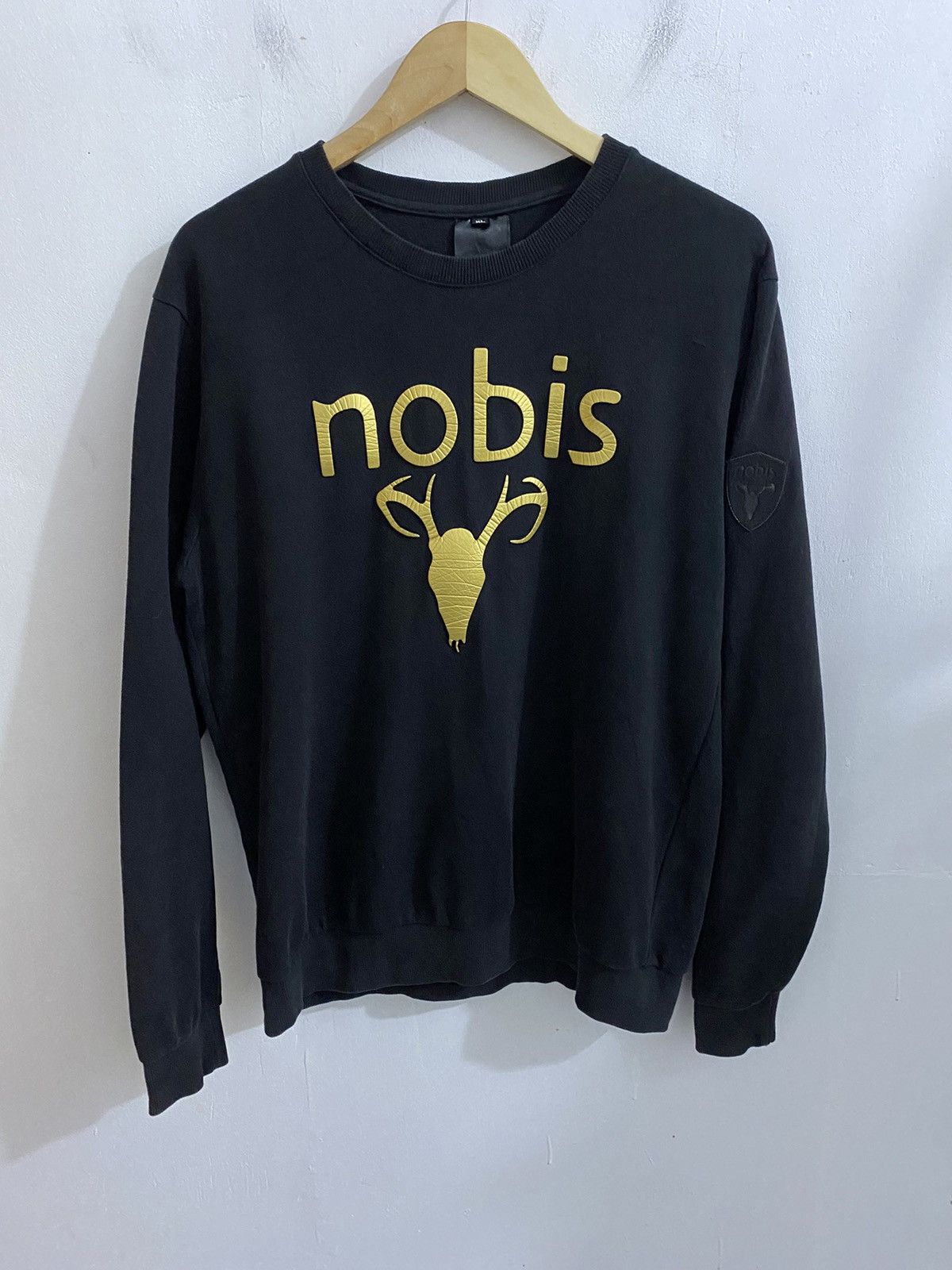 image of Vintage Nobis Classic Big Logo Sweatshirt in Black, Men's (Size Medium)