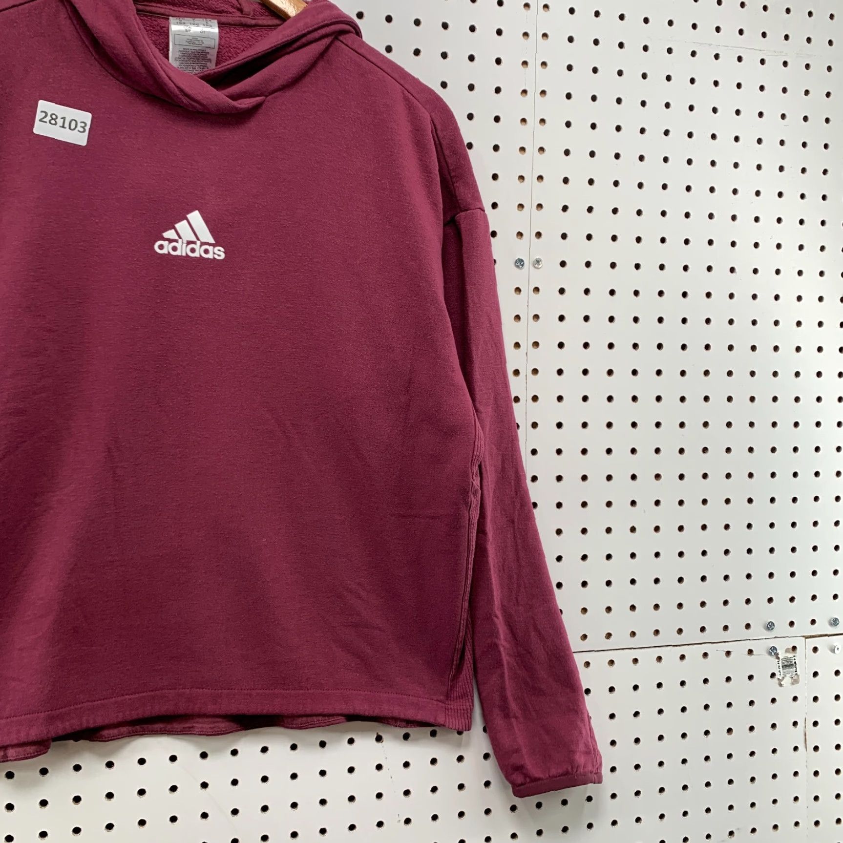 Adidas VINTAGE Adidas Hooded Sweatshirt Red Center Logo Womens Small Hoodie Pullover 23x23.5 Size S / US 4 / IT 40 - 4 Thumbnail