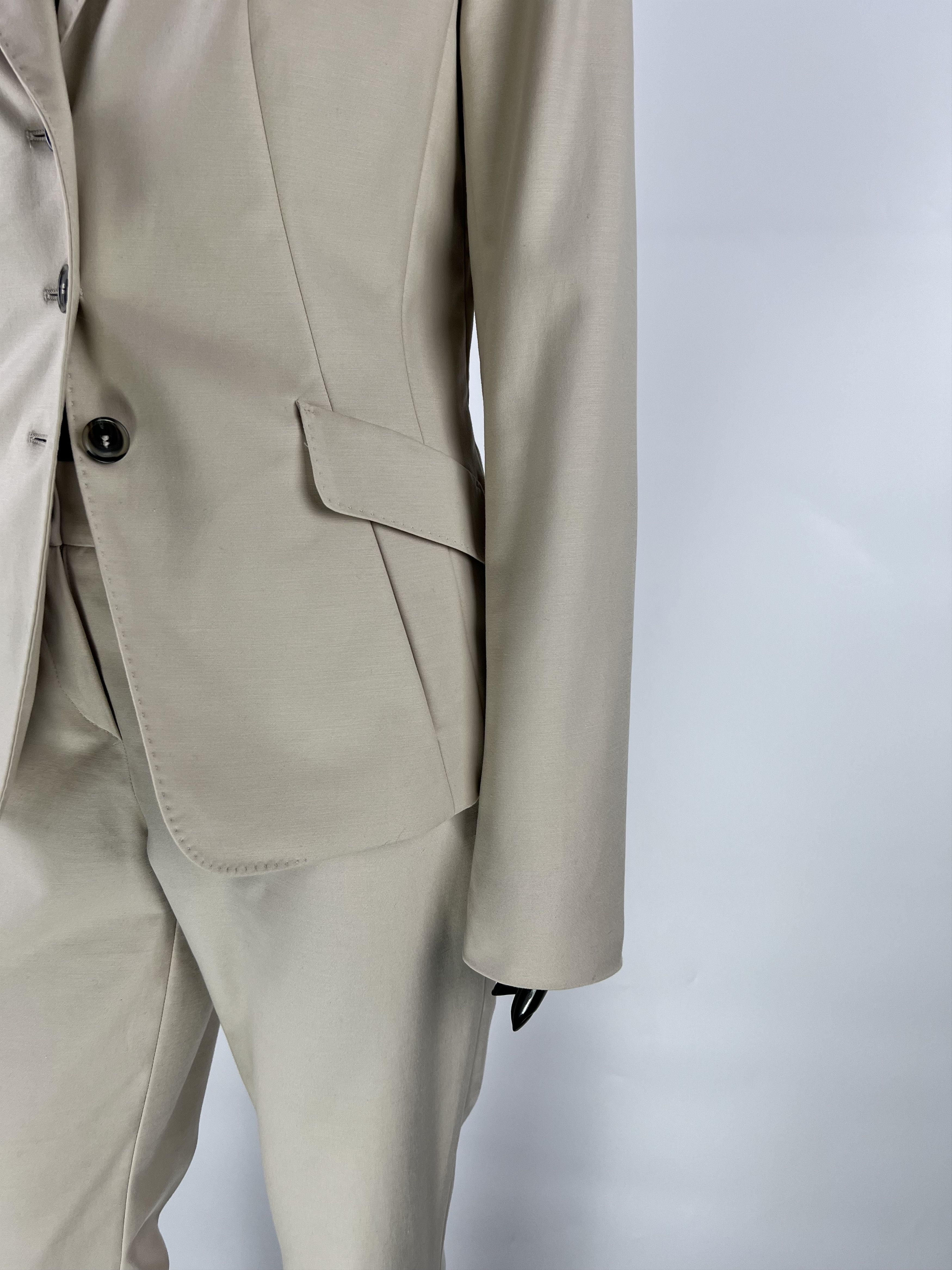 Designer Laurel Women's Beige Cotton Pant Suit Size US8 IT44 GB12 Size M / US 6-8 / IT 42-44 - 6 Thumbnail