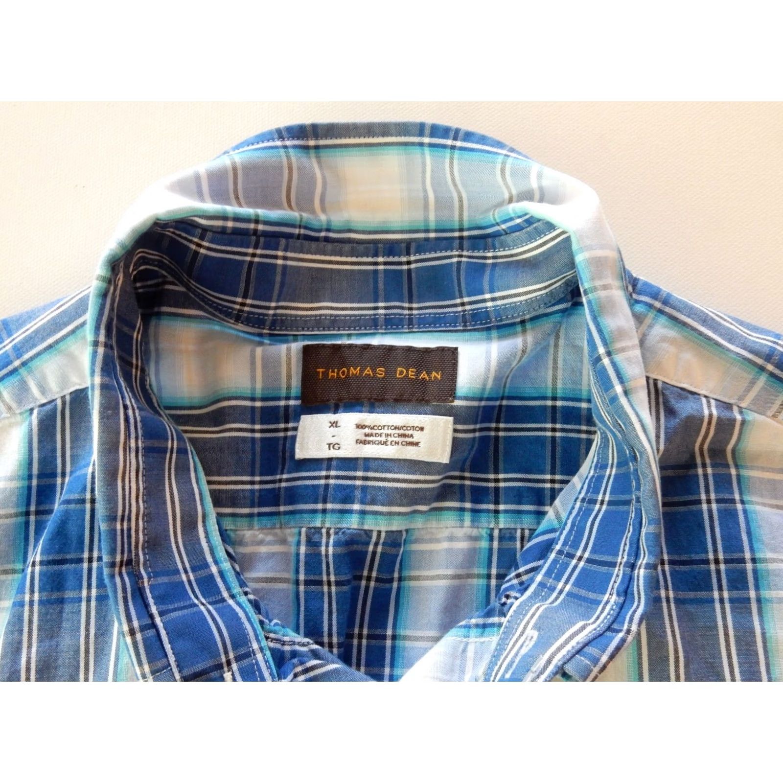 Vintage Thomas Dean Button-Up Shirt Men Short Sleeve Plaid Cotton Blue M Size Front Button Shirt Mens Size US M / EU 48-50 / 2 - 3 Thumbnail