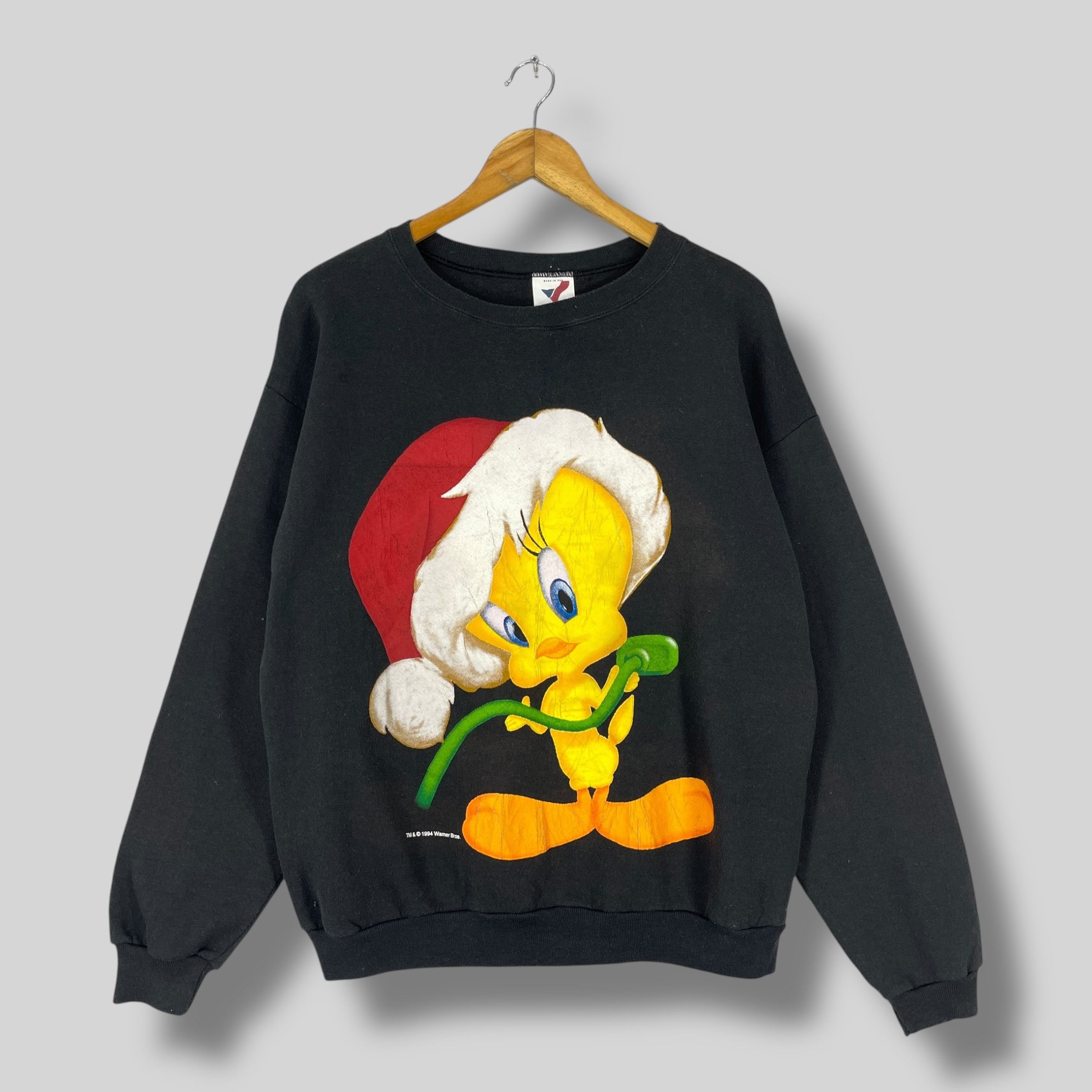 Warner Bros Vintage 90s TWEETY Christmas Celebration Printed Sweatshirt Size US M / EU 48-50 / 2 - 1 Thumbnail