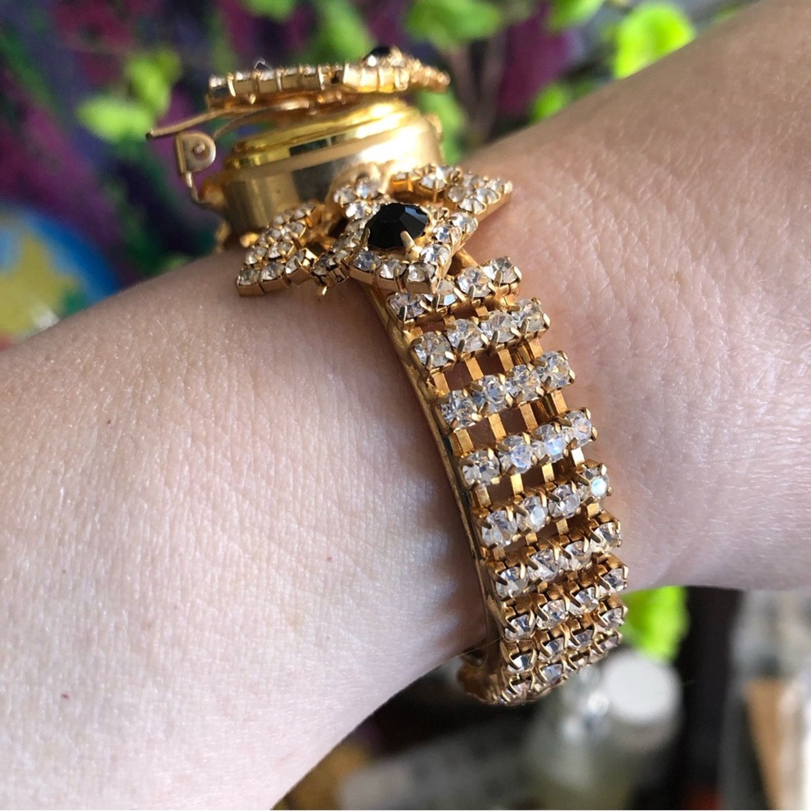 Handmade Repurposed handmade bling watch clamp bracelet Size ONE SIZE - 3 Thumbnail