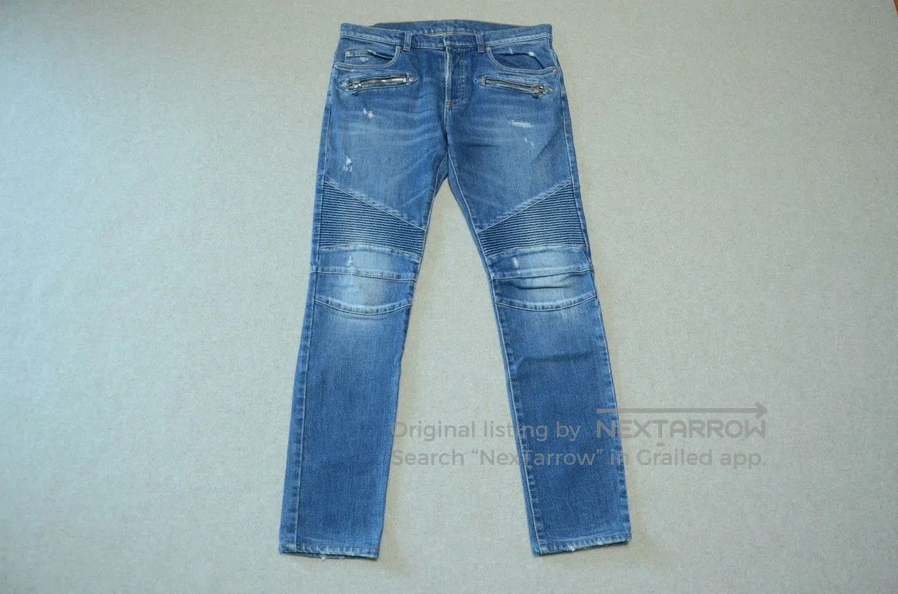 Balmain Balmain Classic Knee Fold Biker Jeans. Size US 31 - 1 Thumbnail