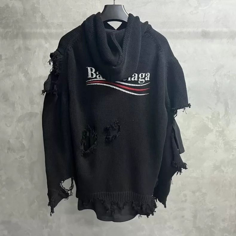 Balenciaga Balenciaga Black Classic Logo Monogram Embroidered Ripped Size US XS / EU 42 / 0 - 2 Thumbnail