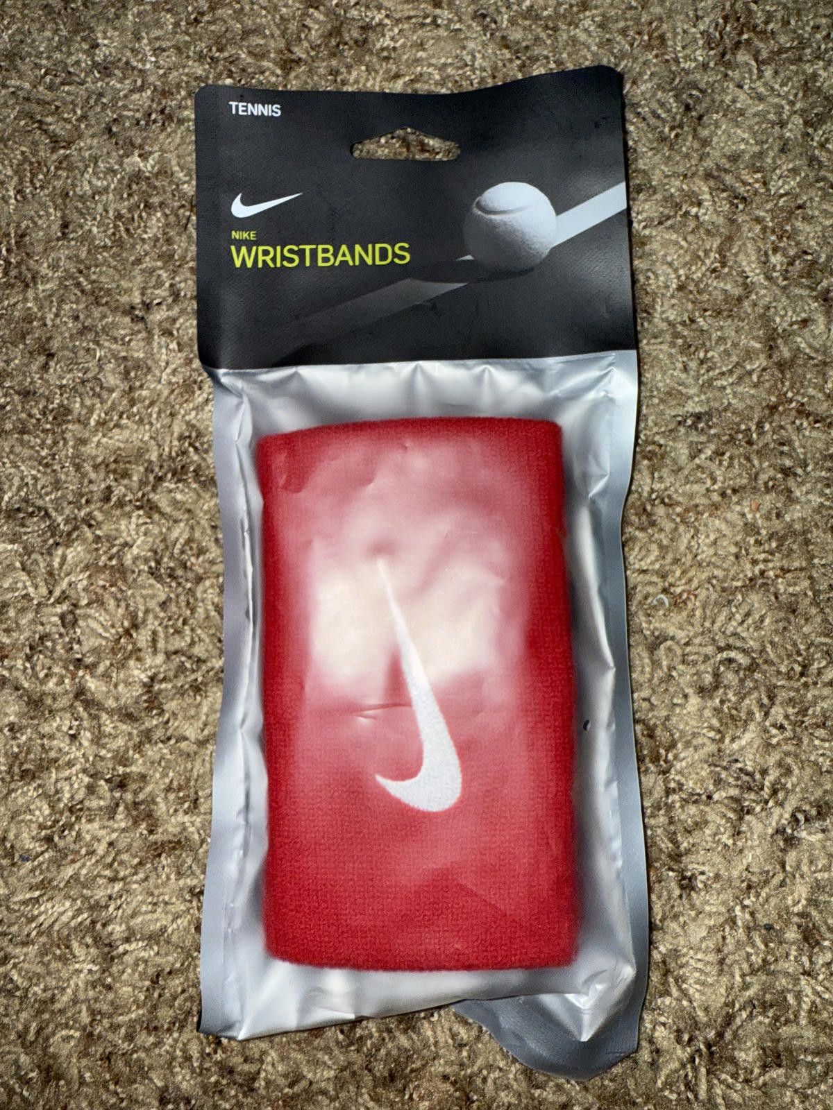 Nike Nike Unisex Double Wide Tennis Red Wristbands Nadal/Federer/Alcaraz Size ONE SIZE - 1 Preview
