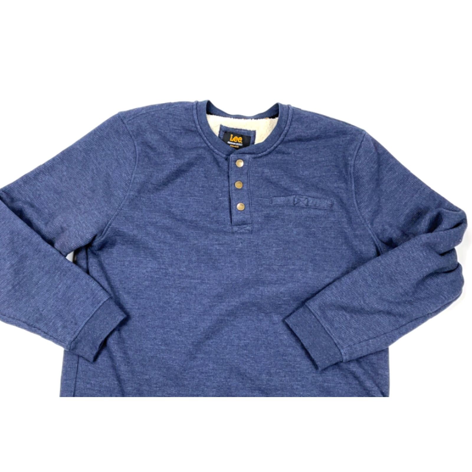Lee Lee Heavyweight Sherpa-Lined Henley Sweater Adult XL Dark Blue Thermal Pullover Size US XL / EU 56 / 4 - 3 Thumbnail
