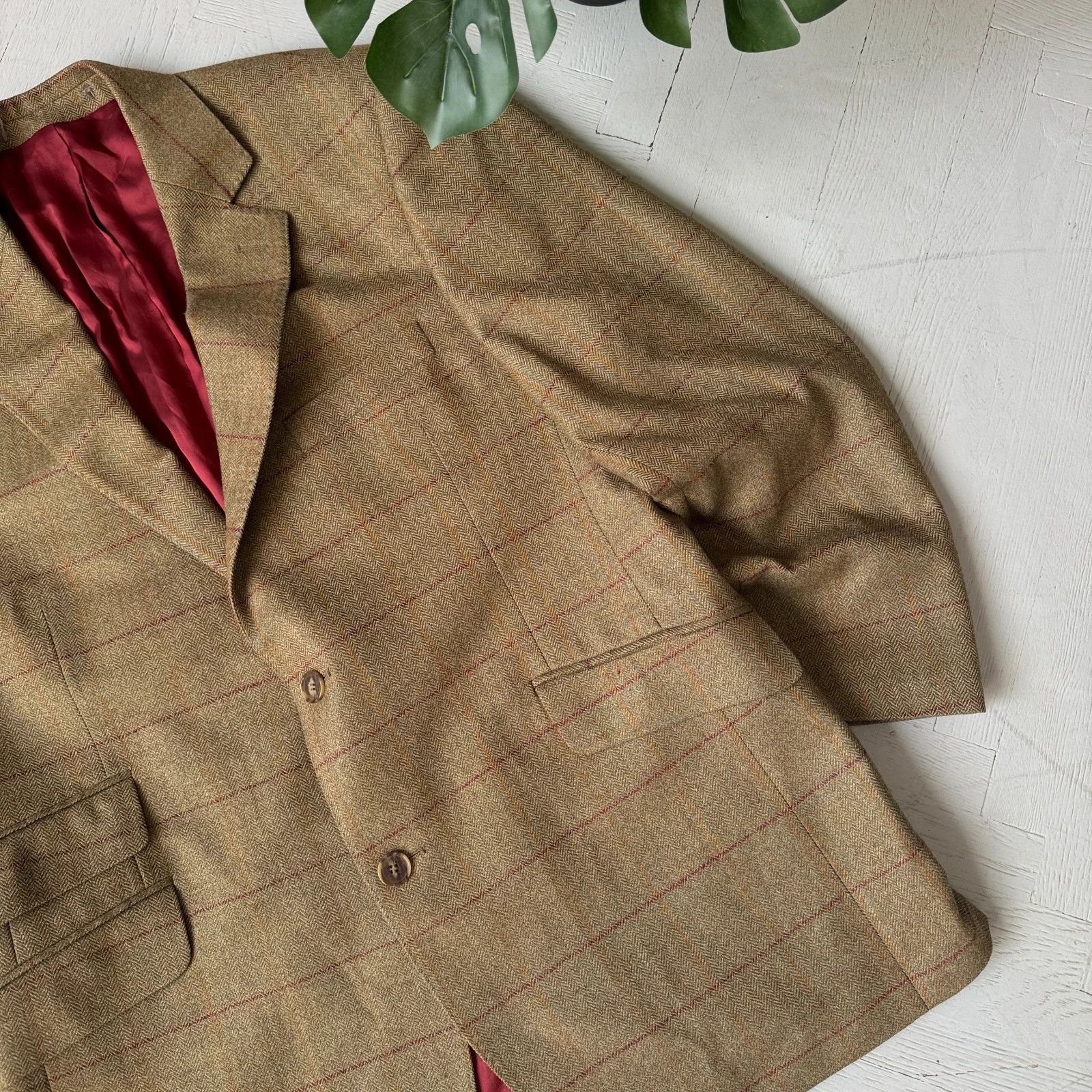 Austin Reed Vintage Preppy Classic Pure Wool Blazer Check Jacket Size 42R - 3 Thumbnail