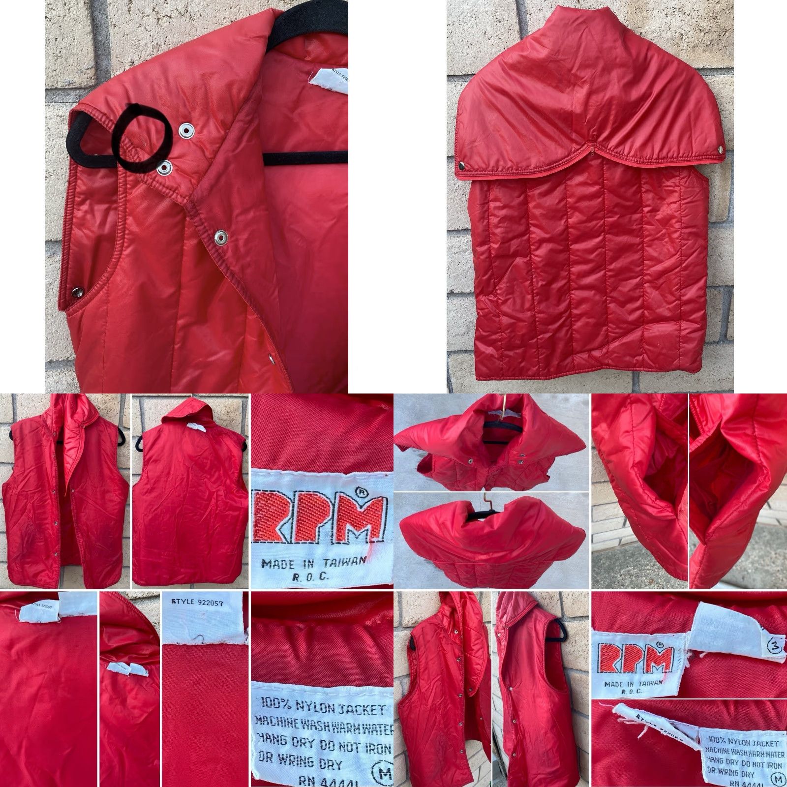 Vintage VINTAGE RPM Vest Puffer Quilted Hooded Red M Men 80s Taiwan ROC Vintage Outdoor Coat Style: Puffer Jacket Decade: 80s Size US M / EU 48-50 / 2 - 8 Thumbnail