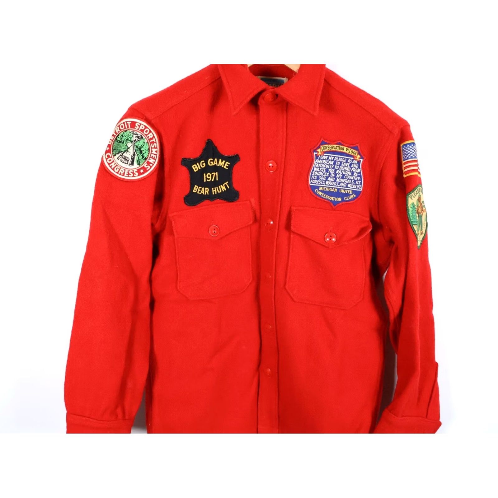 Vintage VINTAGE Montgomery Ward Woolrich Shirt Mens Medium Red Wool Western Field + Patches Shirt Mens Medium Red Wool Western Field + Patches Size US M / EU 48-50 / 2 - 4 Thumbnail