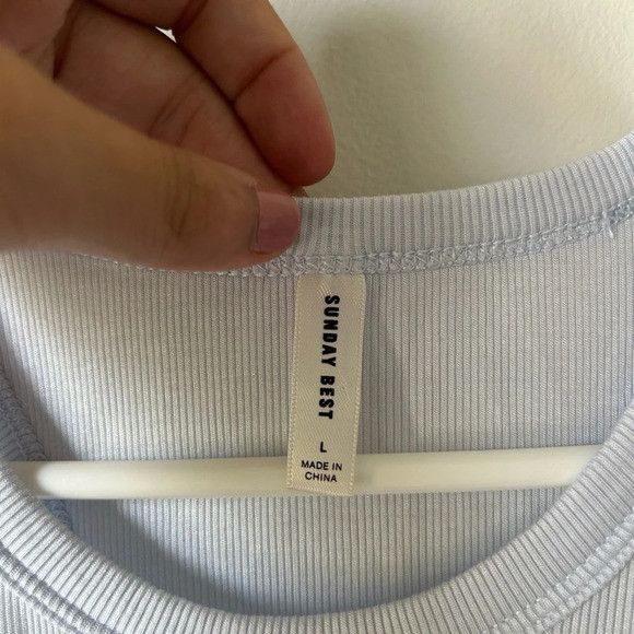Aritzia Sunday Best Light Blue Ribbed Tank Top Size L / US 10 / IT 46 - 3 Thumbnail