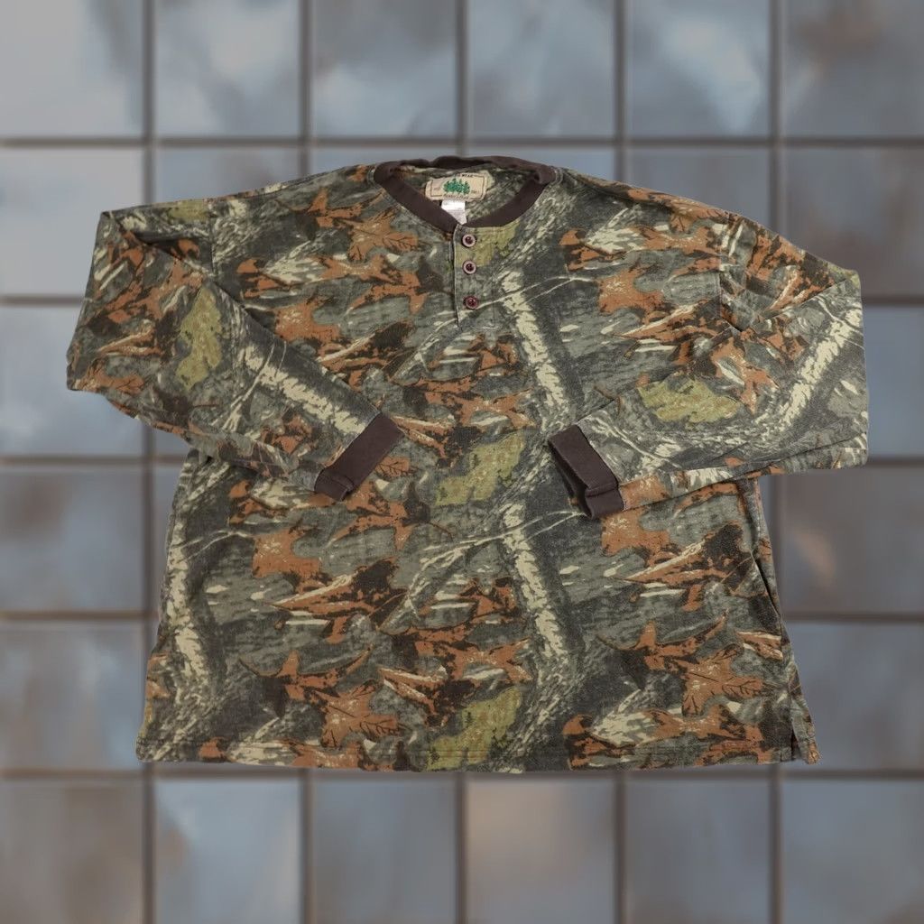Vintage Vintage Rugged Wear Hunter's Peak Shirt Mens L Camouflage Henley Long Sleeve Size US L / EU 52-54 / 3 - 1 Thumbnail