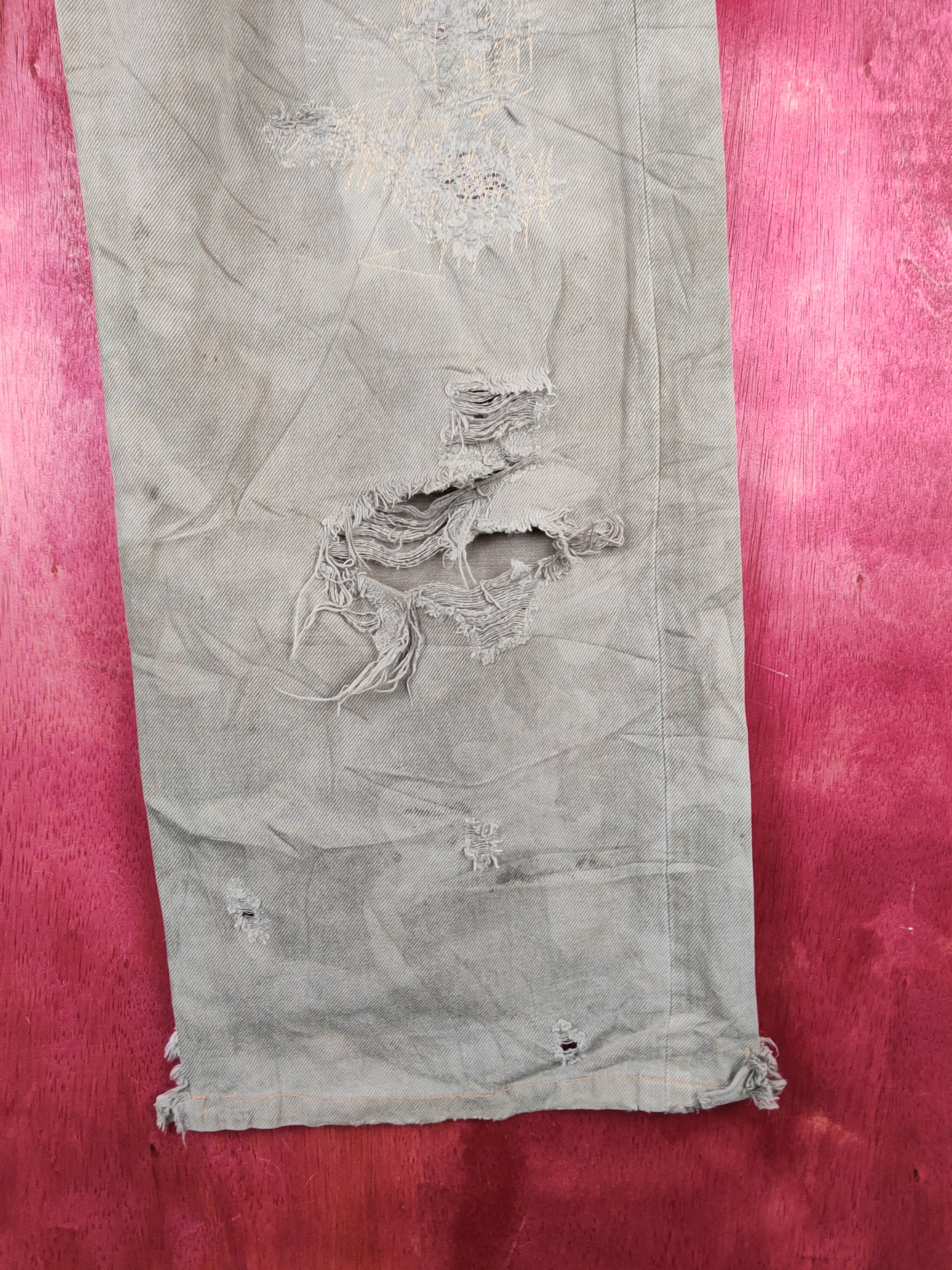 Japanese Brand Ozone Rocks Gray Faded Distressed Ripped Jeans #S1791 Size US 34 / EU 50 - 6 Thumbnail