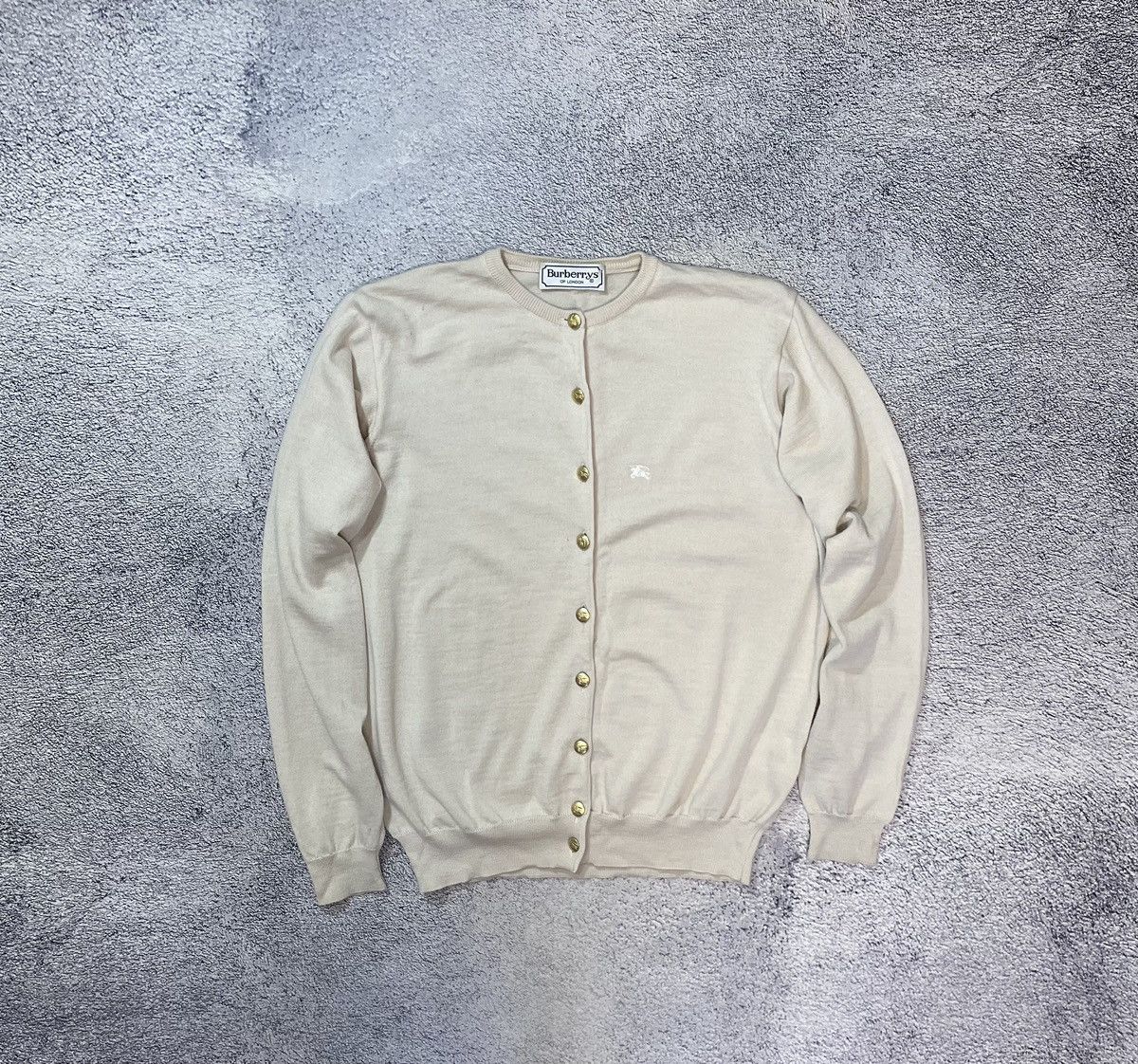 Burberry Burberrys Women Cardigan Beige Wool Vintage Gold Button Logo Size XL / US 12-14 / IT 48-50 - 4 Thumbnail