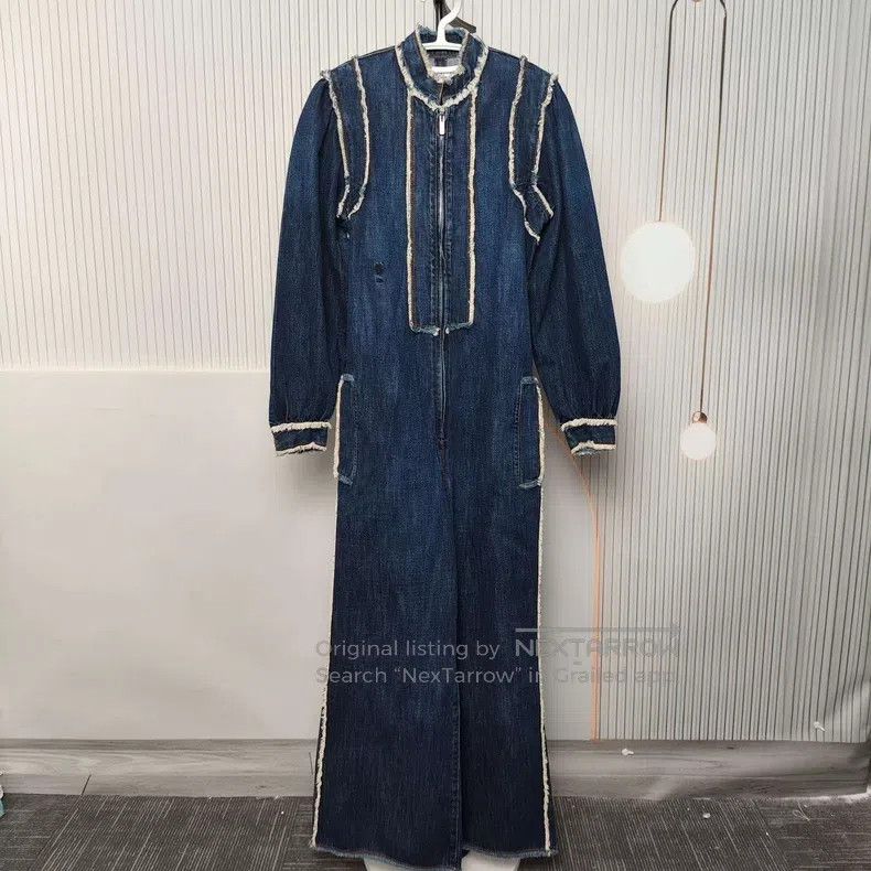 Dior Dior Denim blue tassel-edged jumpsuit Size 42" / US 20 - 1 Thumbnail
