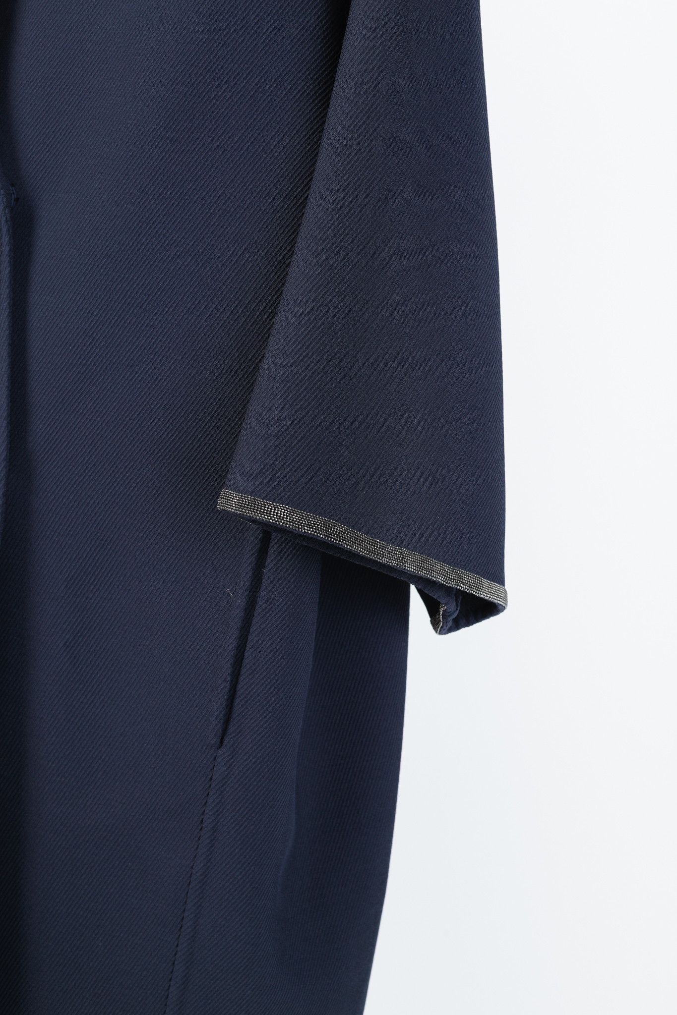 Fabiana Filippi Fabiana Filippi Navy Twill Bead-Trim Double-Breasted Coat Size XL / US 12-14 / IT 48-50 - 6 Thumbnail