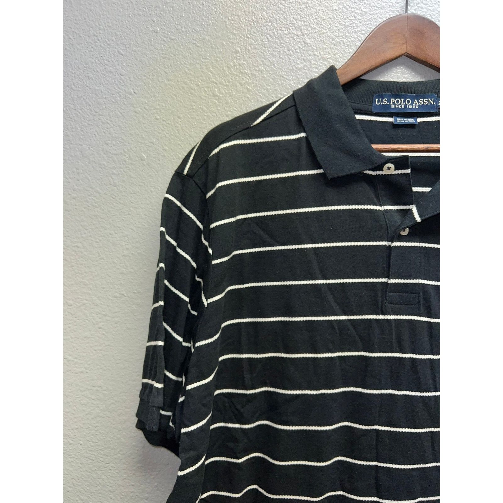 U.S. Polo Assn. US Polo Assn Polo Shirt Black White Striped Mens X-Large Size US XL / EU 56 / 4 - 4 Thumbnail
