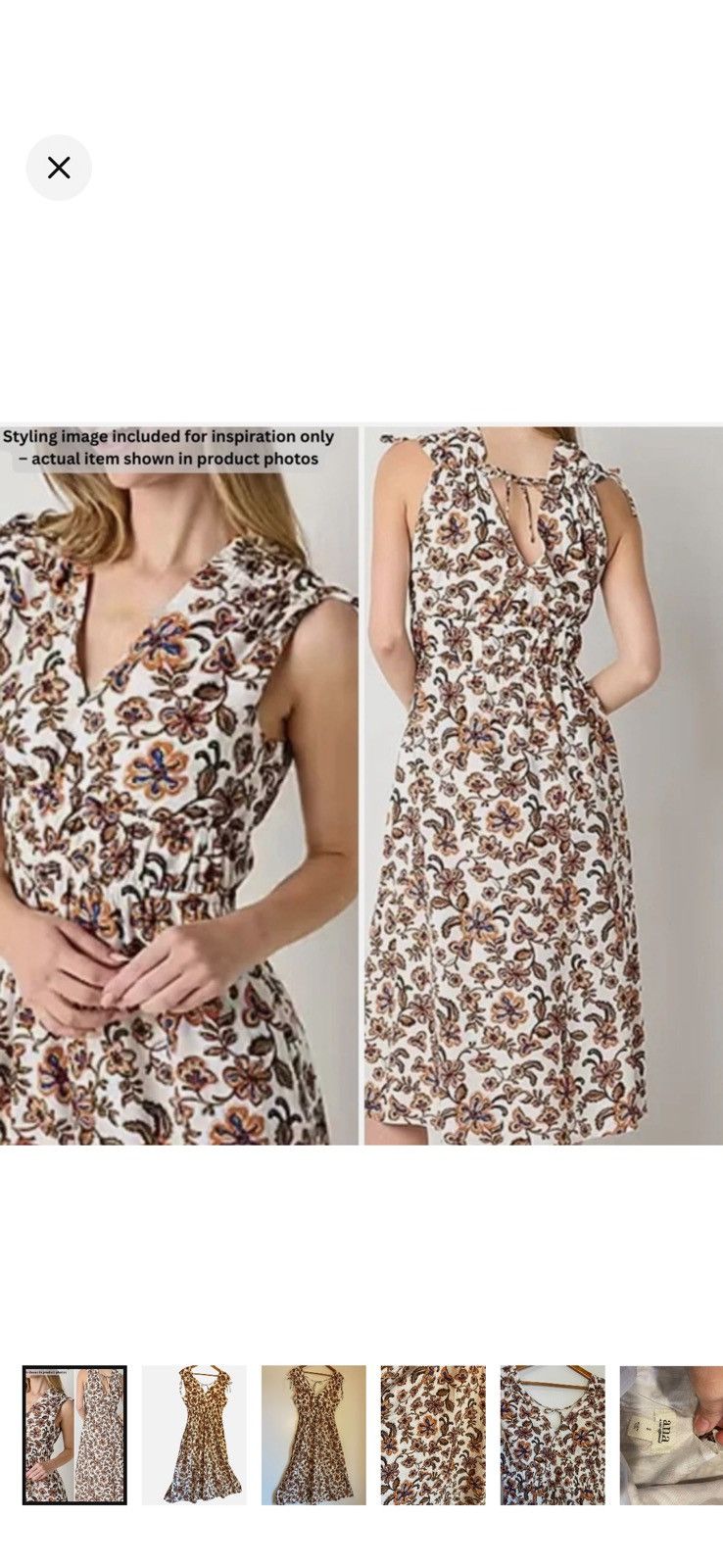 Other Boho Peasant Floral Midi Dress Deep V neck Smocked Bodice Size S / US 4 / IT 40 - 1 Thumbnail