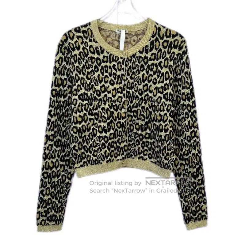 Miu Miu Miu Miu Animal Print Short Sleeve Cardigan . Size XS / US 0-2 / IT 36-38 - 1 Thumbnail