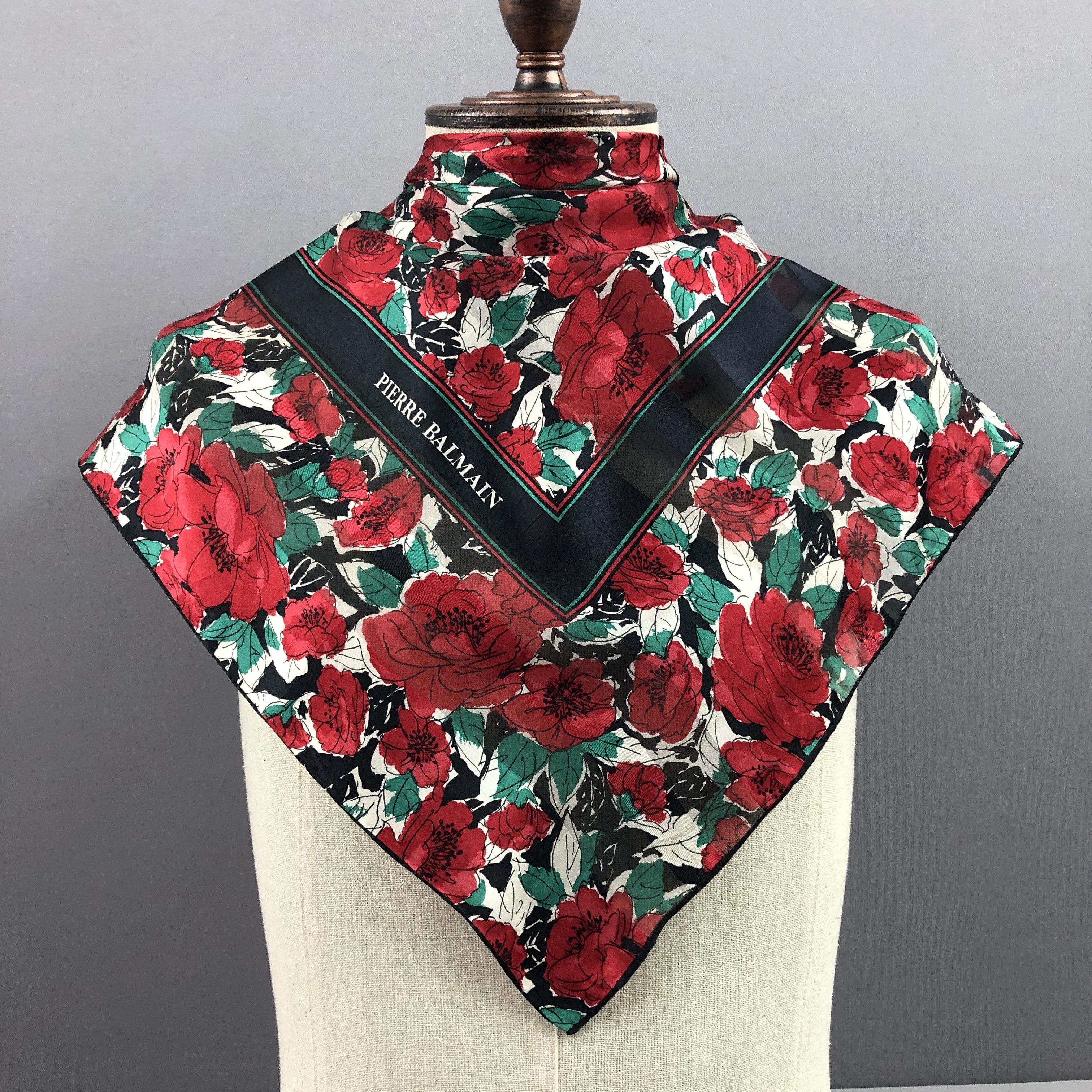 Vintage Pierre Balmain SILK Scarf Twill Stole Wraps Scarves