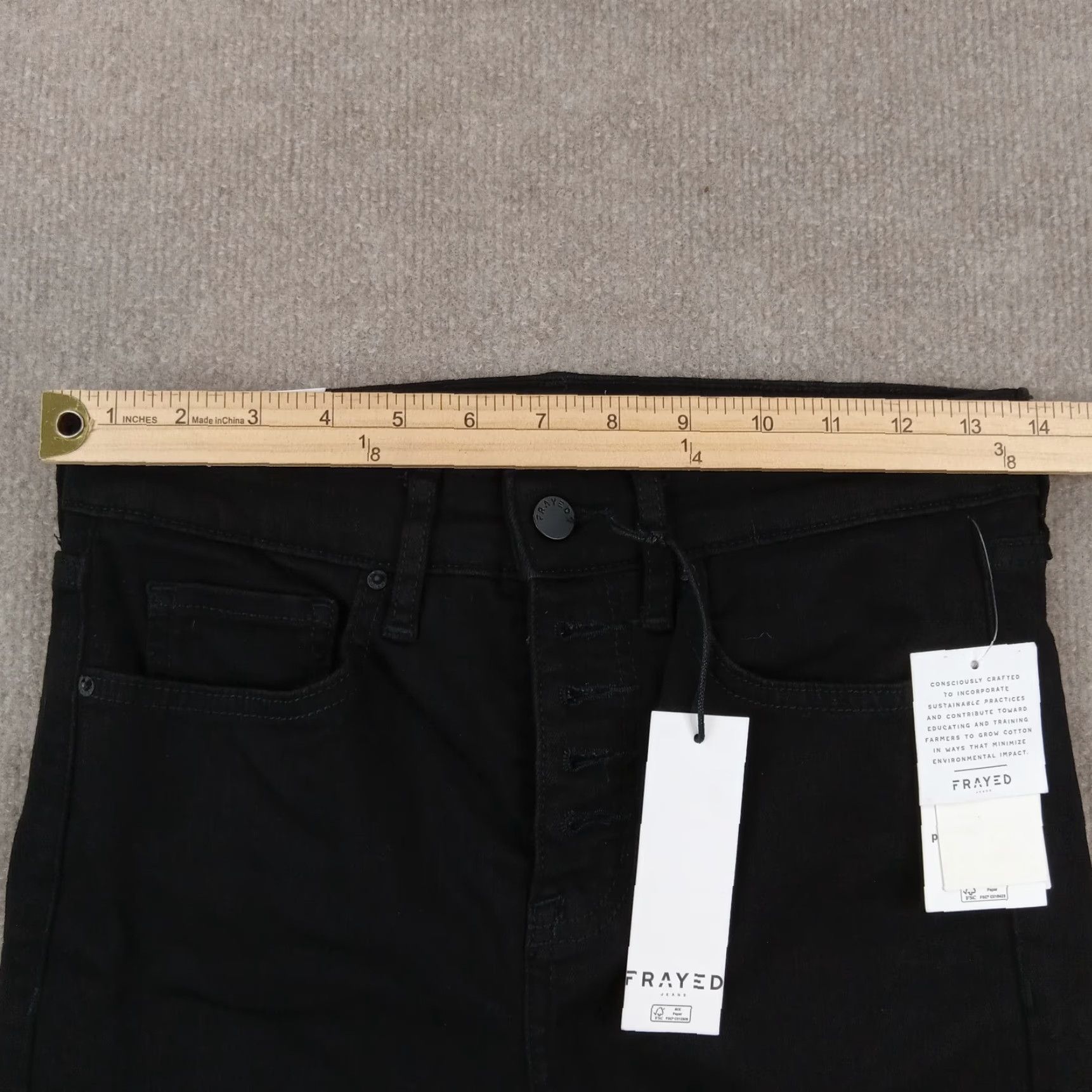 Vintage Frayed Jeans Womens High Rise Skinny Black Denim Jeans 29 Size 29" - 5 Thumbnail