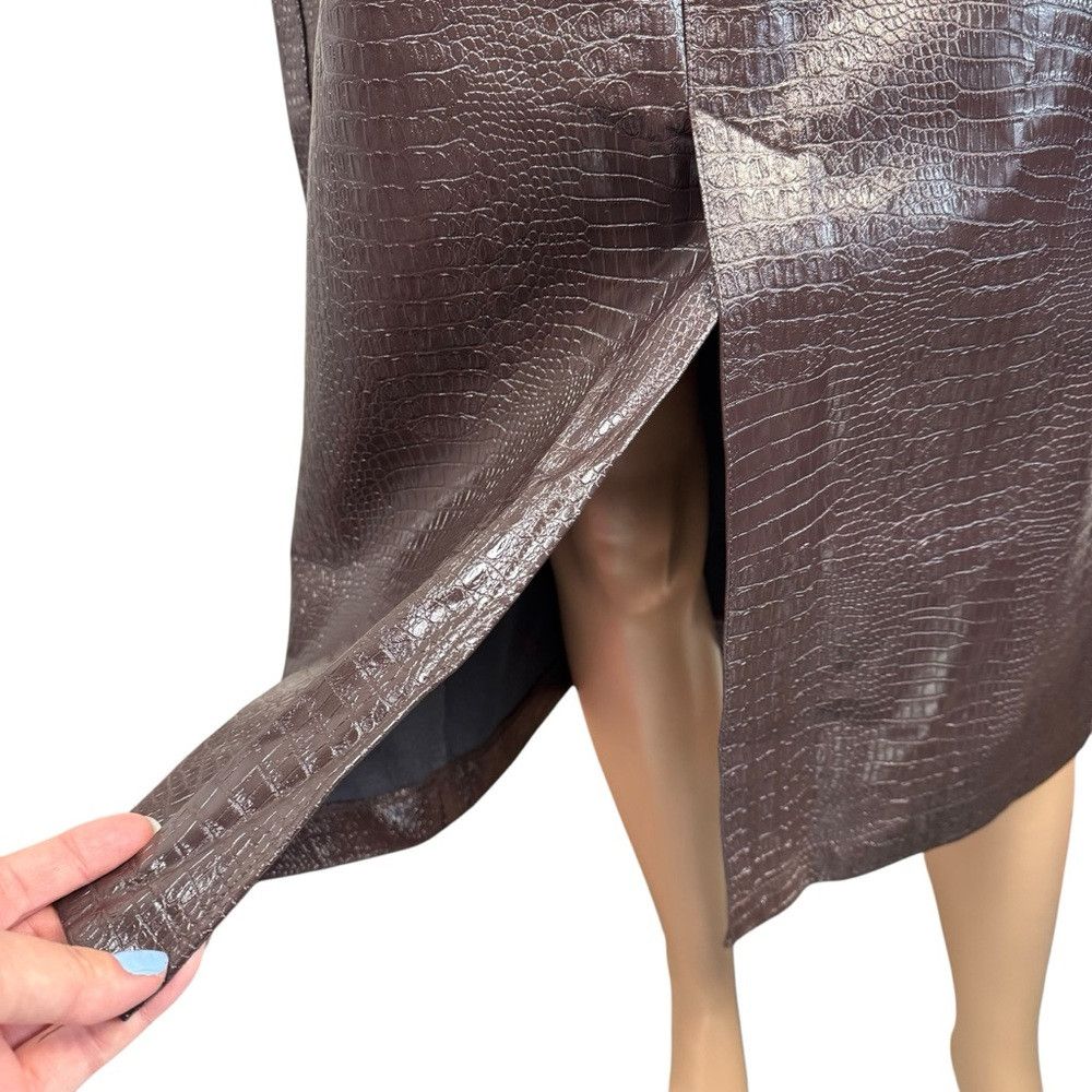 I.N.C New I.N.C. International Concepts Faux Leather Pencil Brown Size 32" / US 10 / IT 46 - 3 Thumbnail