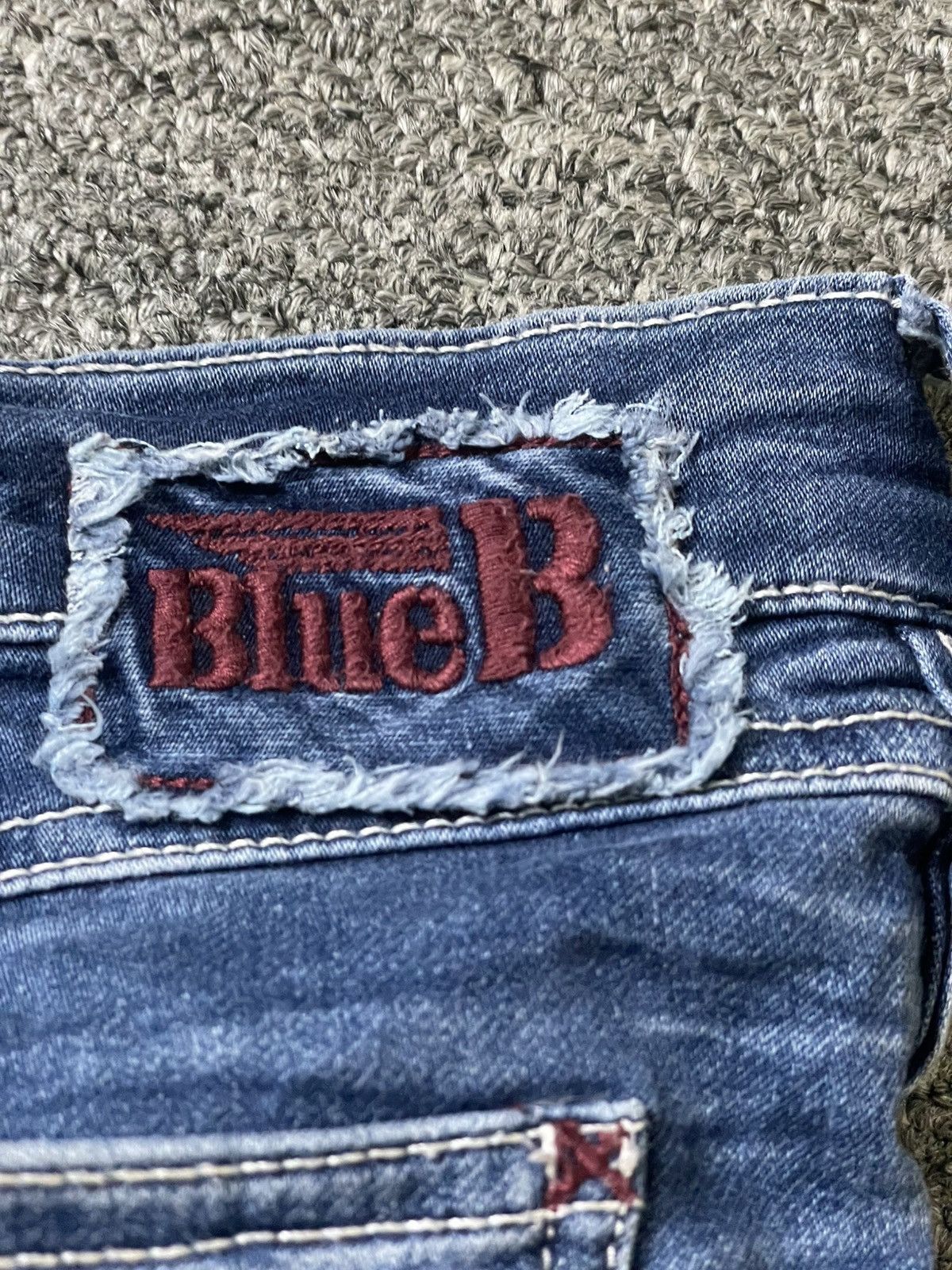 Japanese Brand × Vintage Blue B Brand Distressed Denim Biker Jeans (117) Size US 35 - 9 Thumbnail