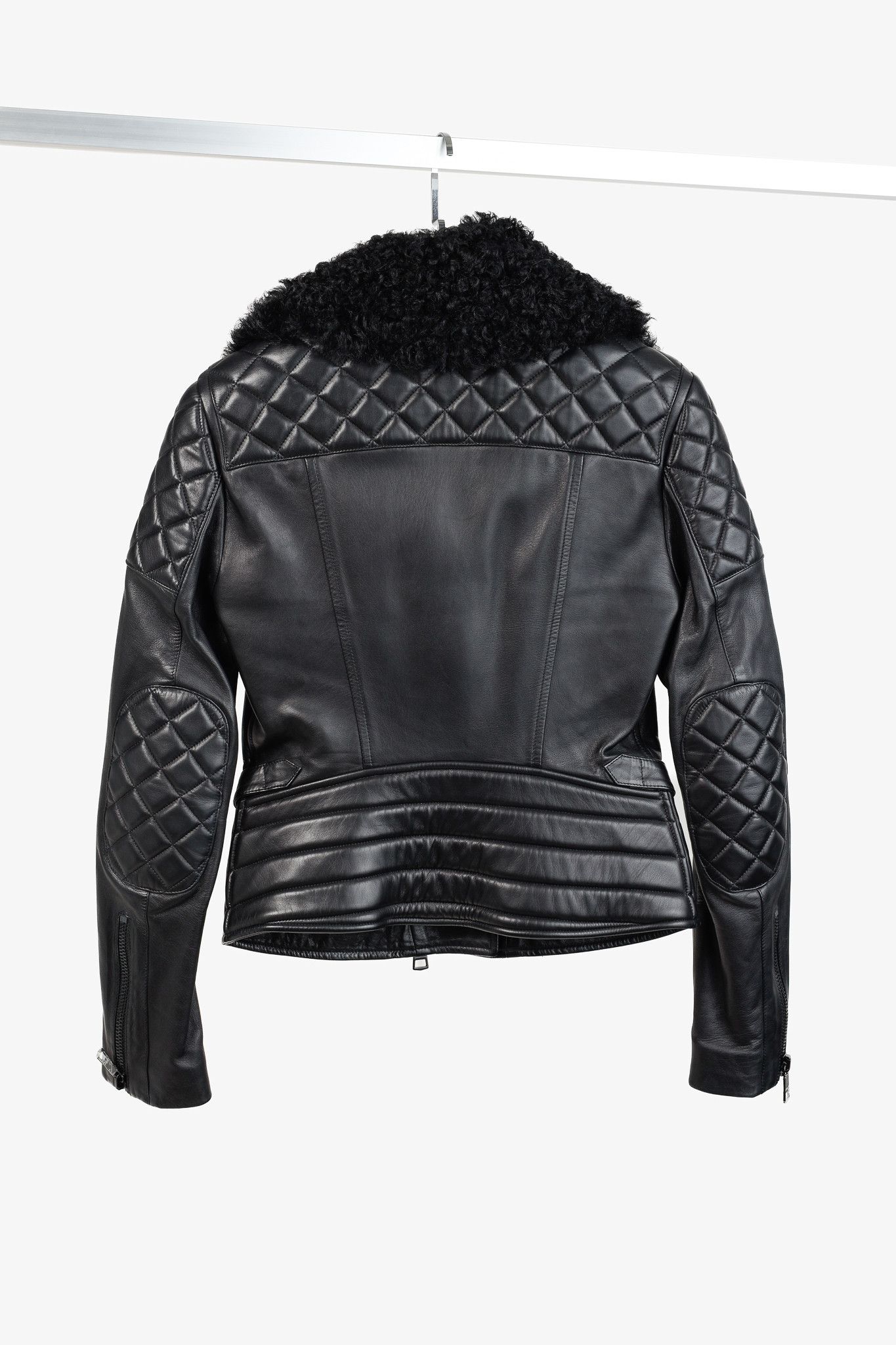 Burberry Burberry Oatshire Shearling Quilted Leather Moto Jacket Size S / US 4 / IT 40 - 2 Thumbnail