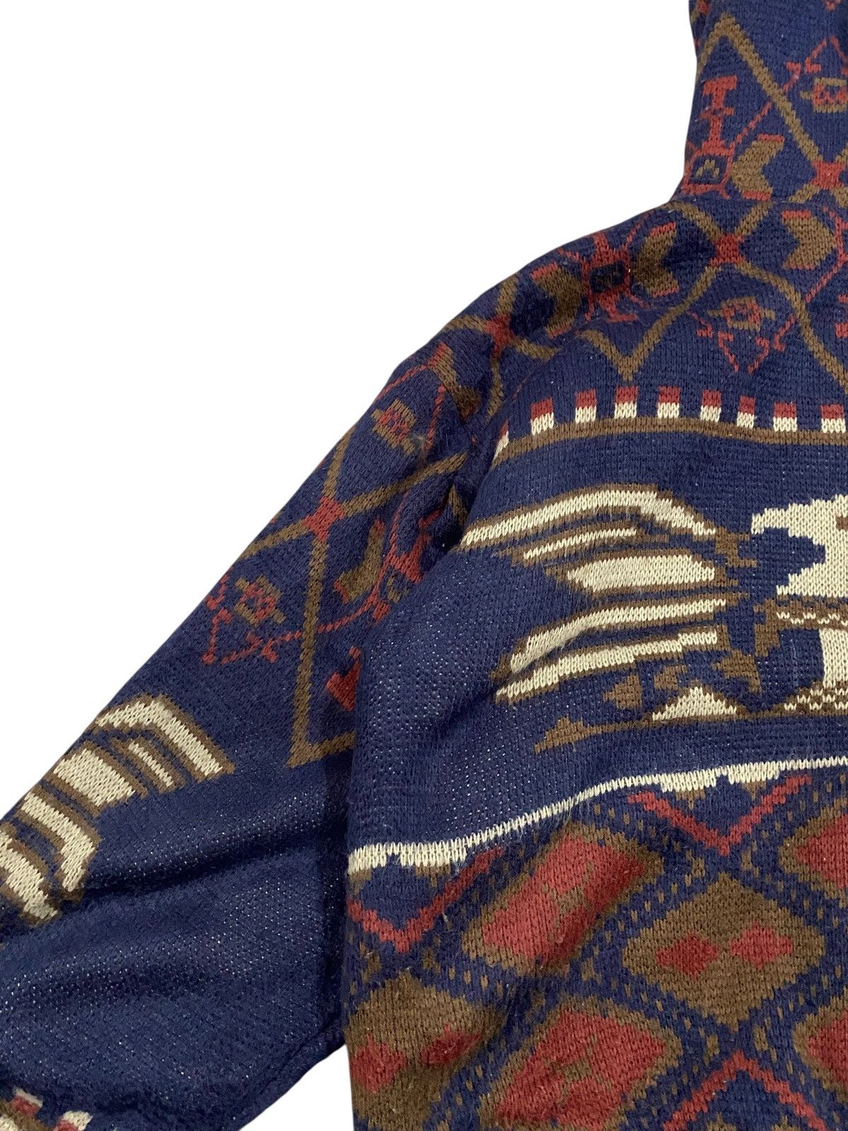Vintage Vintage Best Life Aztec Eagle Sherpa Lined Knit Zip Hoodie Size US L / EU 52-54 / 3 - 6 Thumbnail