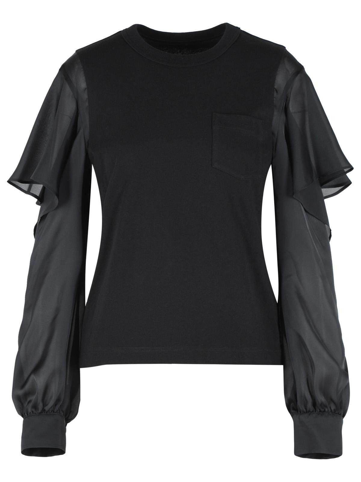 Sacai SACAI Black Cotton T-Shirt Size M / US 6-8 / IT 42-44 - 1 Thumbnail