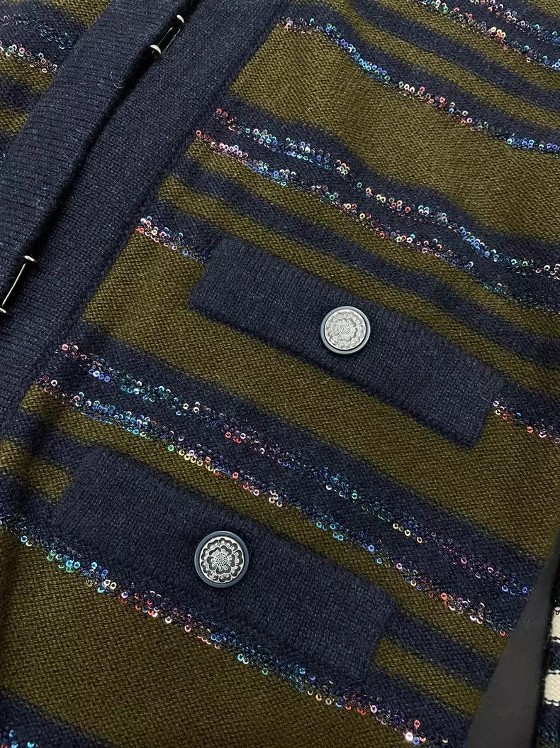 Chanel Chanel Striped sequin long knitted cardigan coat Size XXS / US 00 / IT 34 - 2 Thumbnail
