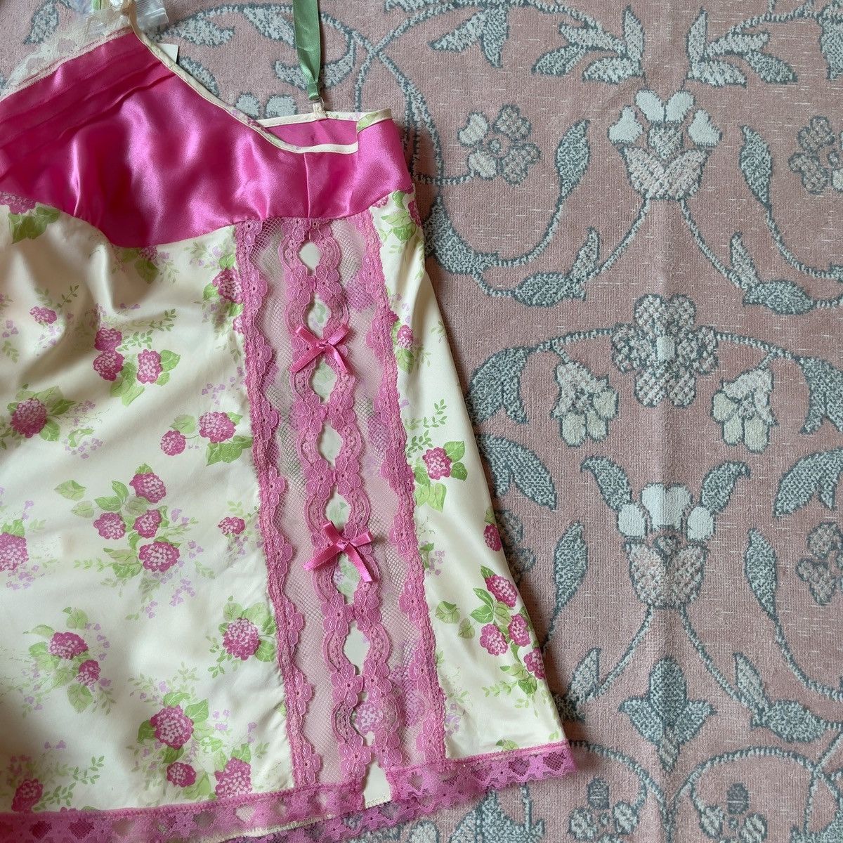 Vintage EBLIN Y2K Floral Satin Camisole (M-L) Size L / US 10 / IT 46 - 10 Thumbnail