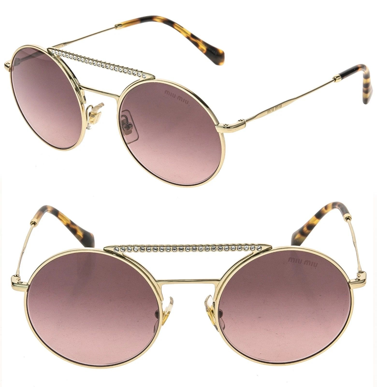 Miu Miu MIU MIU MU52VS SOCIETE CRYSTAL Strass Gold Pink Round 52V Size ONE SIZE - 1 Thumbnail